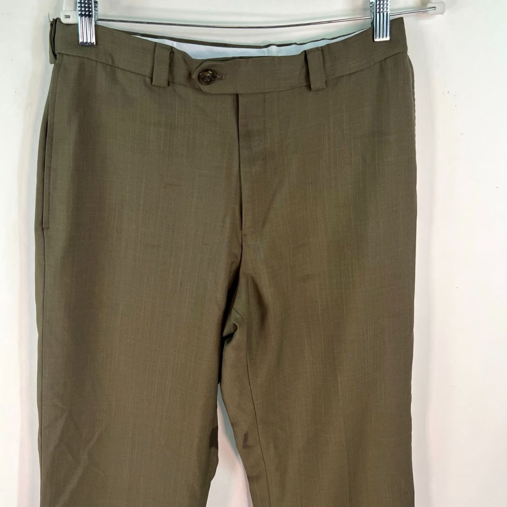 Haggar Haggar Mens Classic Fit Regular Flat Front Straight Tan Dress Pants 32X30 Size US 32 / EU 48 - 2 Thumbnail