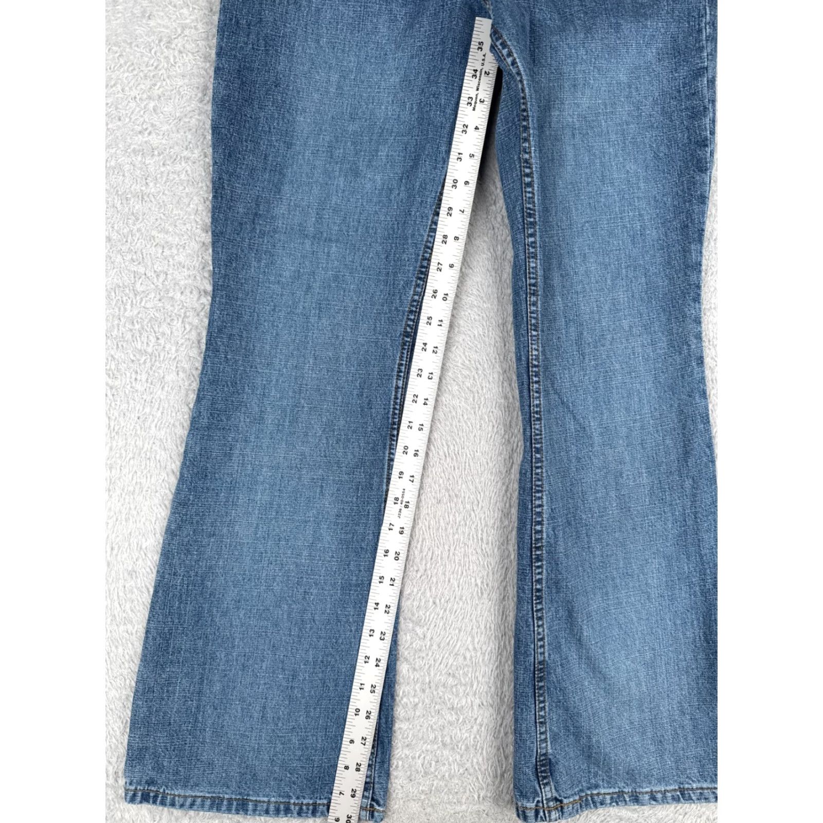 Denime Authentic Jeanswear Jeans Blue Denim Flared 30x31 100% Cotton Mid Rise Womens Jeanswear Buckle Bke Pair with Pockets Size 30" / US 8 / IT 44 - 7 Thumbnail