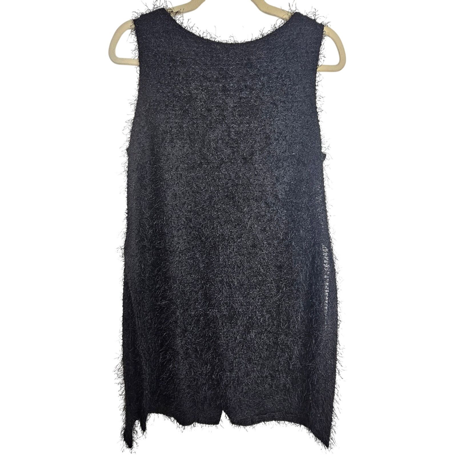 HARAGO VTG Harari Silk Blouse S Black Eyelash Sleeveless Whimsygoth Size S / US 4 / IT 40 - 7 Thumbnail