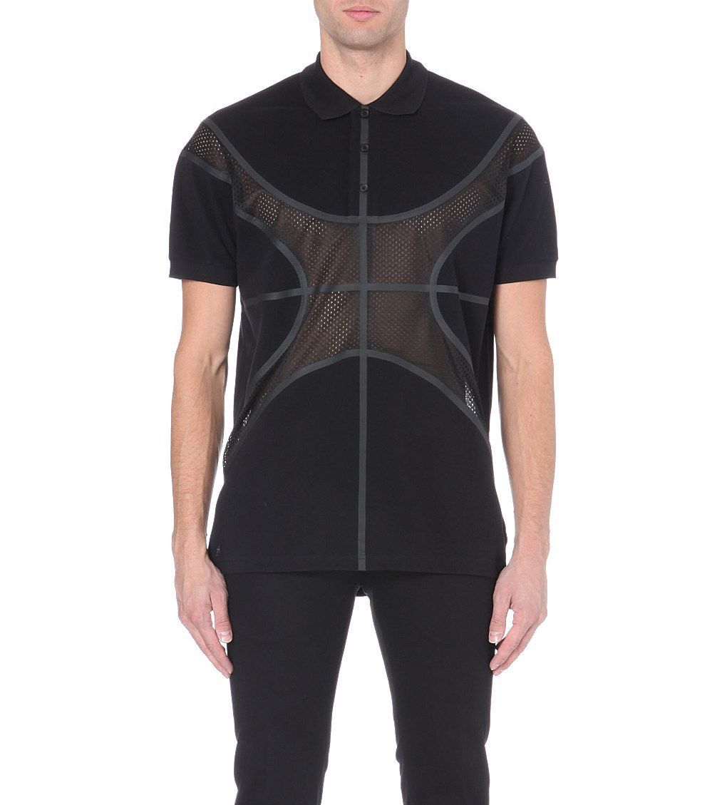 Black Basketball Pitch Mesh Paneling Polo