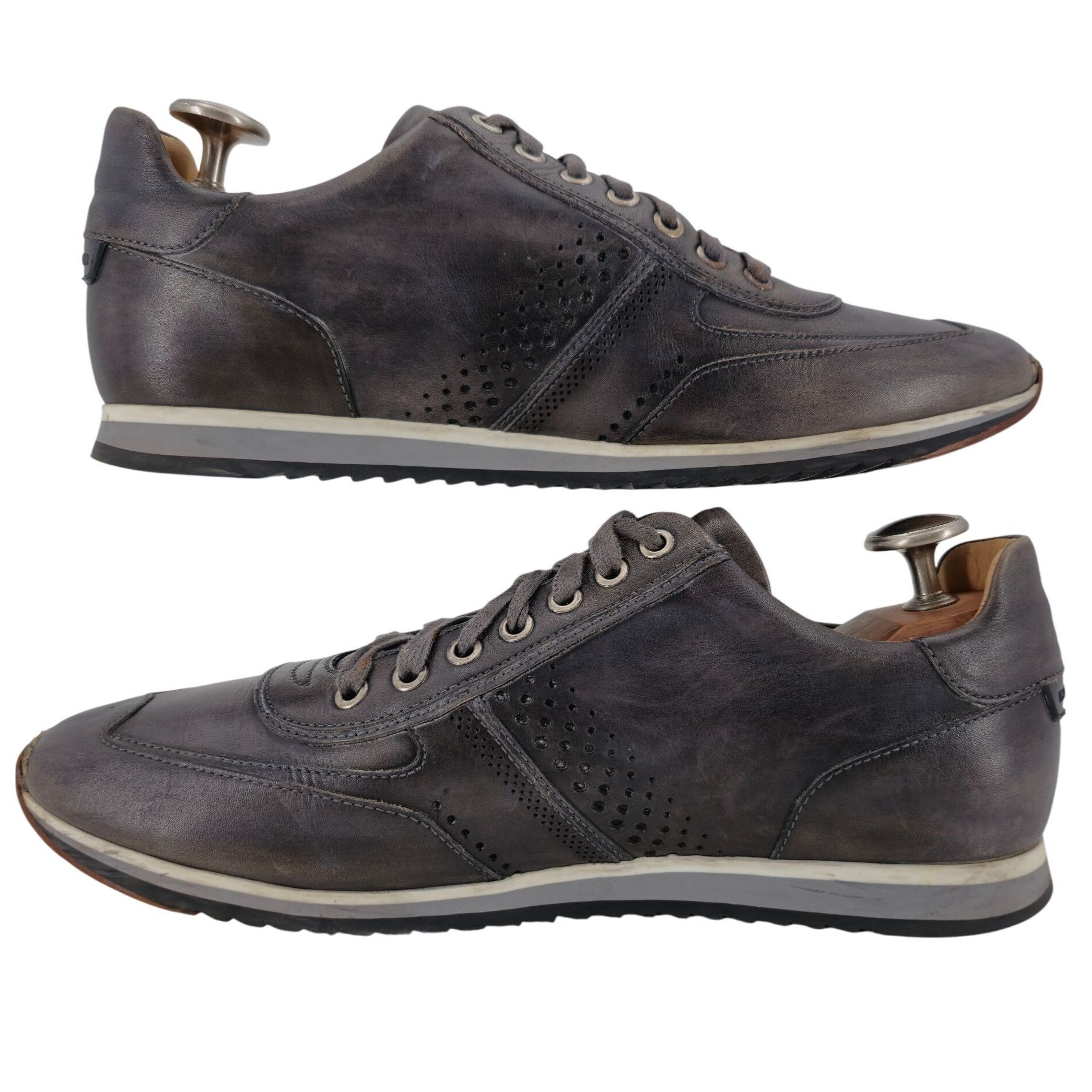 Magnanni Magnanni Spain Patina Gray Leather Fashion Sneakers Mens 9M Size US 9 / EU 42 - 4 Thumbnail