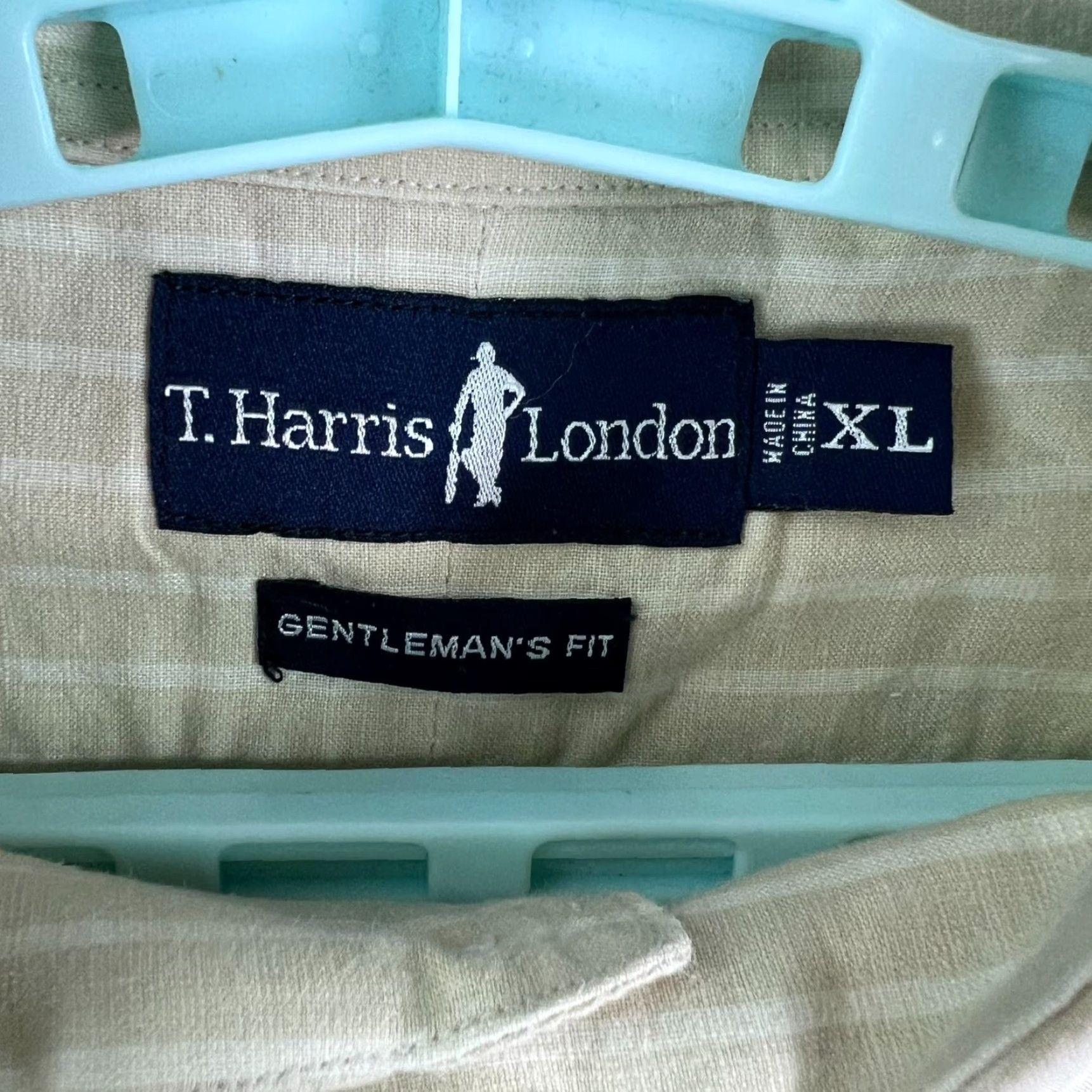 Vintage T. Harris London Striped Button-Up Shirt Mens XL Beige Casual Business Size US XL / EU 56 / 4 - 5 Thumbnail