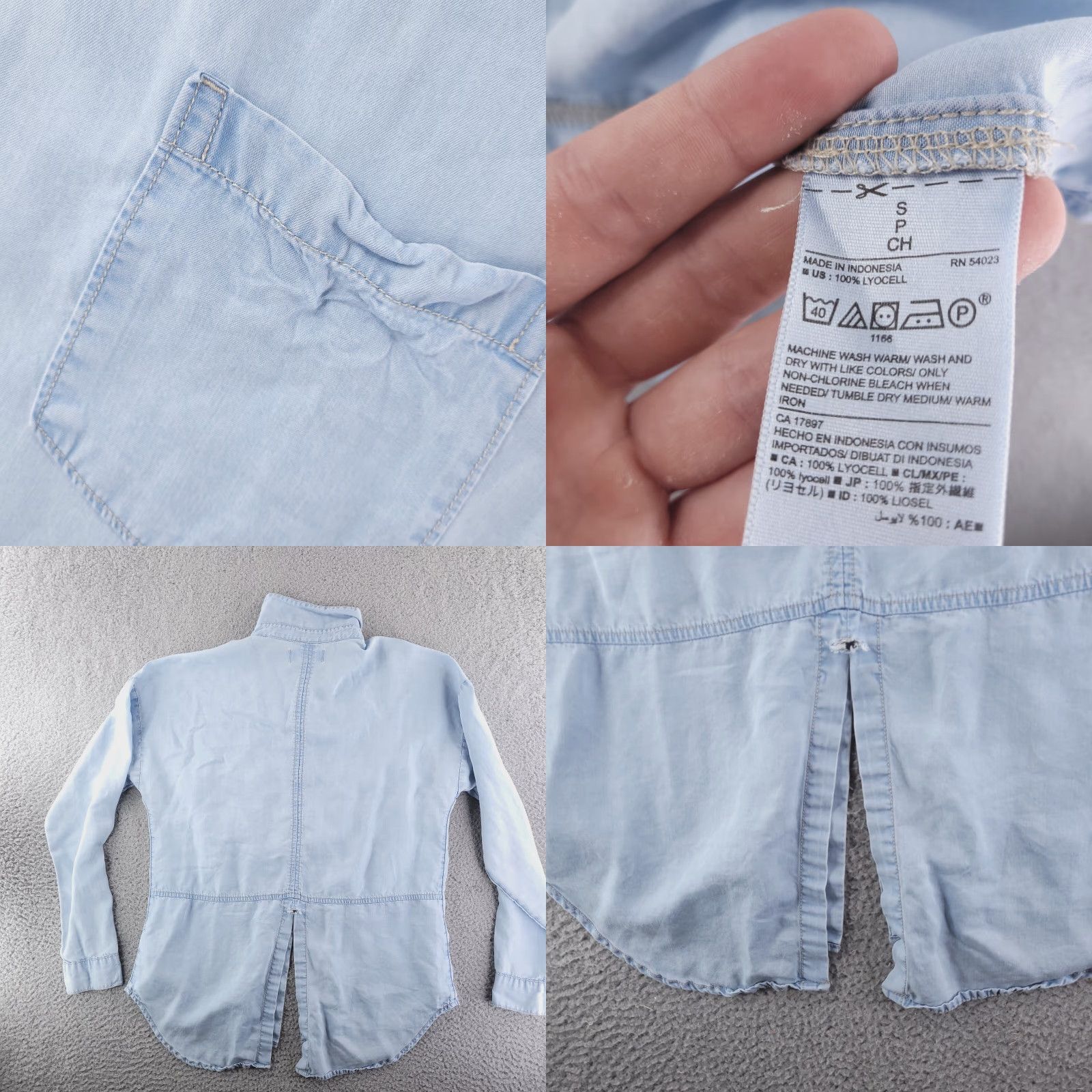 Old Navy Old Navy Shirt Womens Small Blue Lyocell Button-Up Long Sleeve Boyfriend Size S / US 4 / IT 40 - 8 Thumbnail