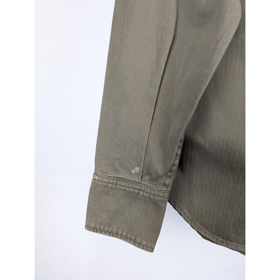 Saint Laurent Paris o1rshd1 Classic Western Shirt in Khaki Stonewash Size US M / EU 48-50 / 2 - 7 Thumbnail