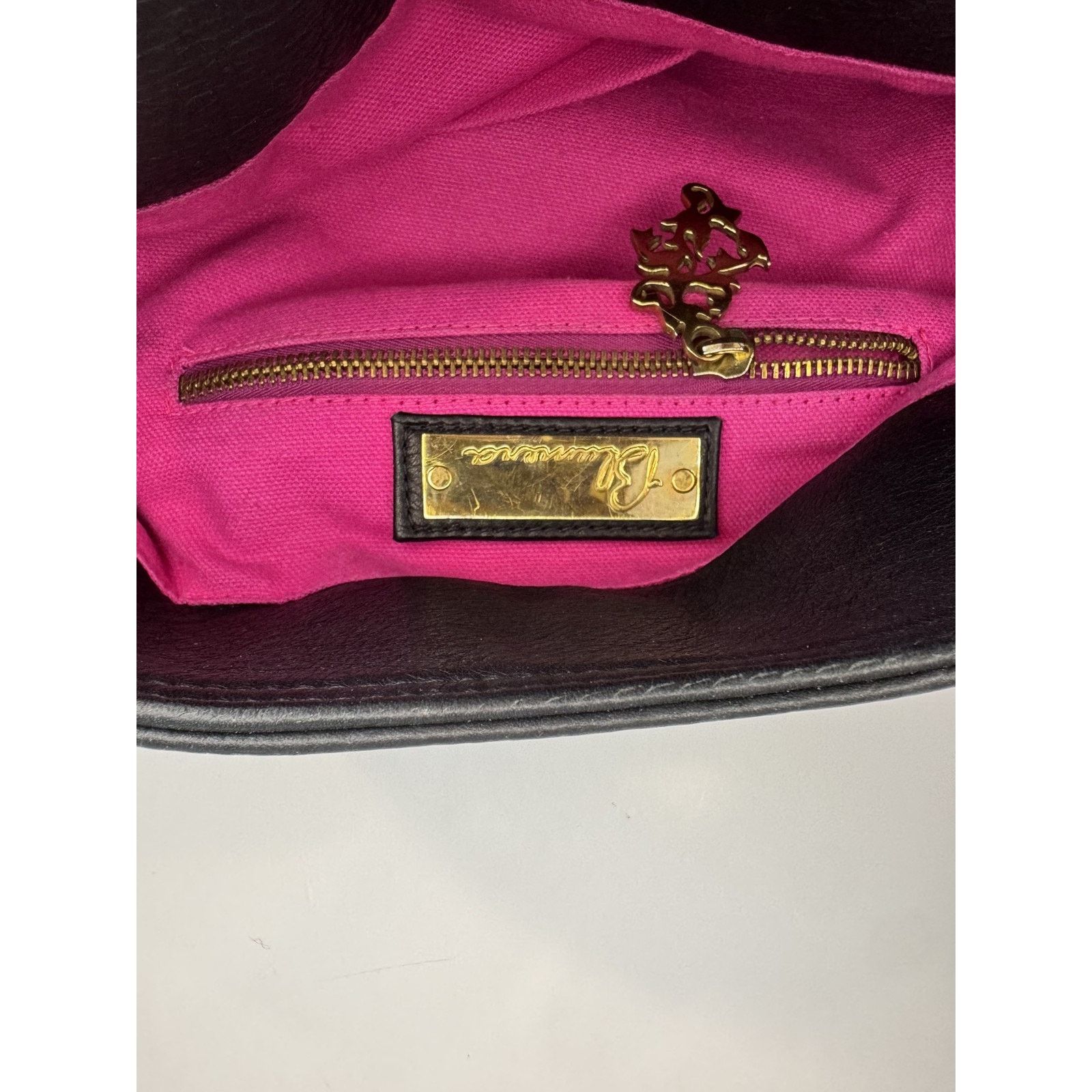 Furla × Tory Burch Blumera Embroidered Purse Womens Large Black Pink Floral Size ONE SIZE - 9 Thumbnail