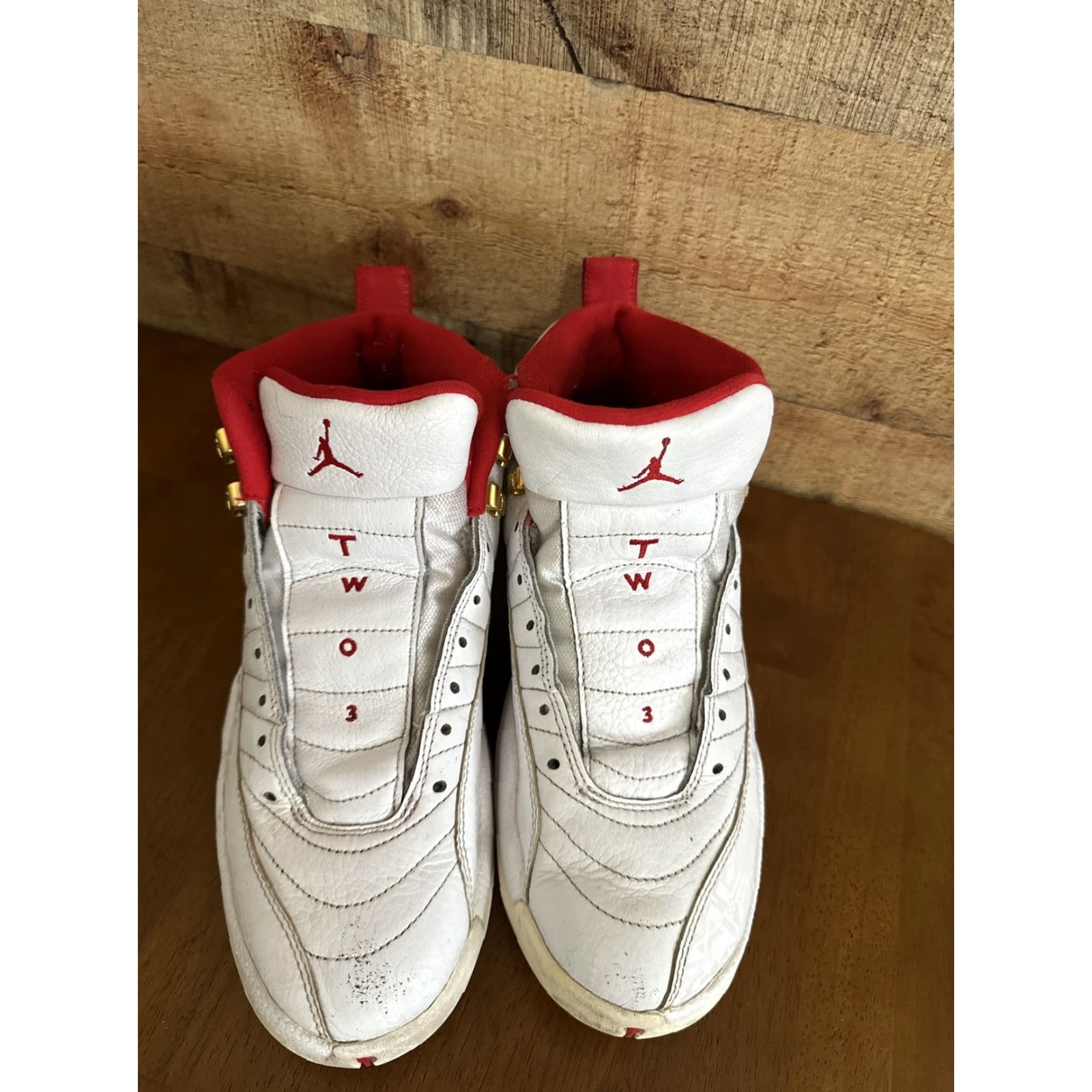 Nike Nike Air Jordan 12 Retro FIBA White Red Sneakers Mens 8.5 OG XII 130690-107 High Top Leather Rubber Shoes Size US 8 / EU 41 - 2 Thumbnail