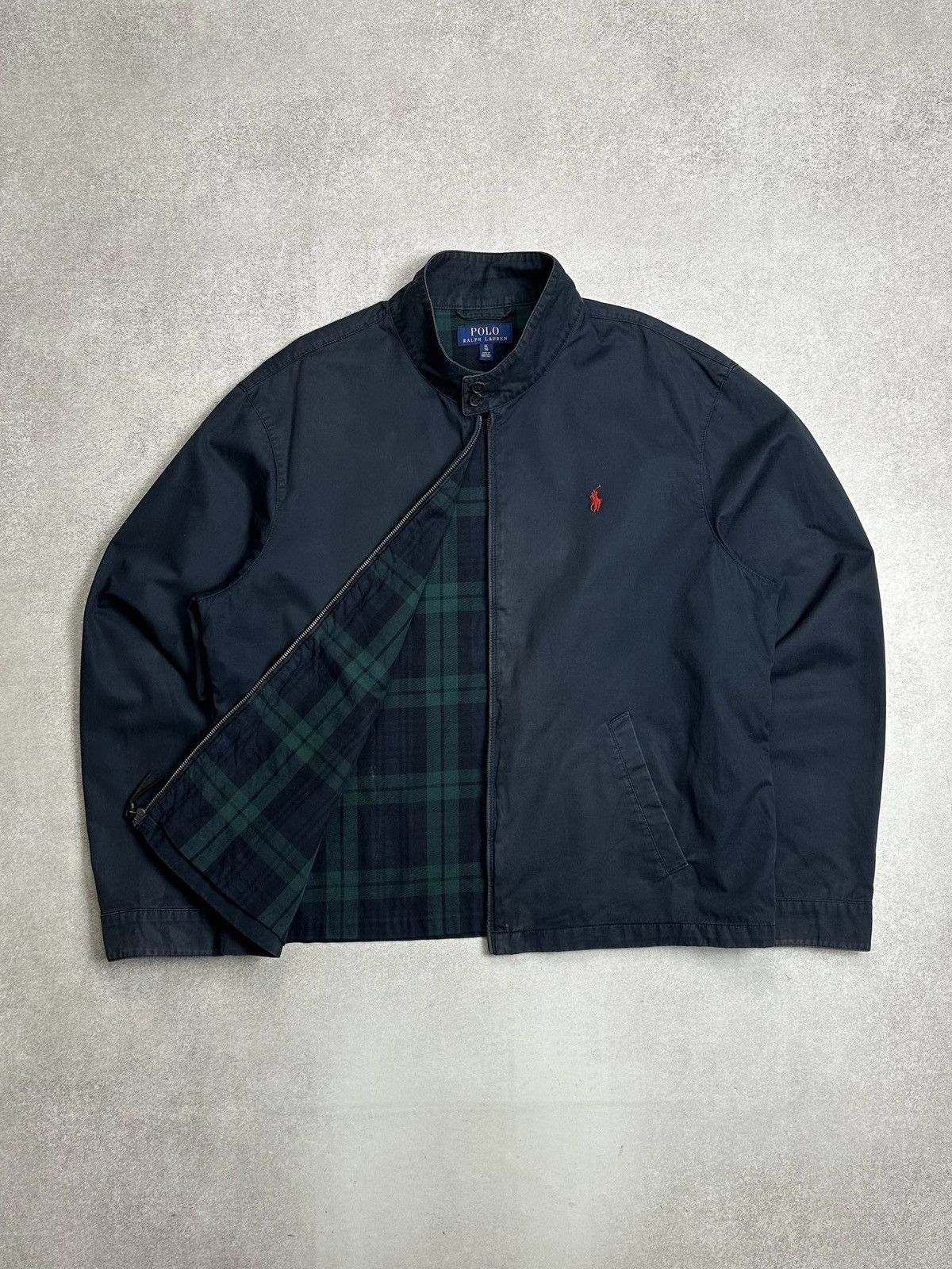 Vintage Polo Ralph Lauren RRL Blue Faded Biker Jacket XL