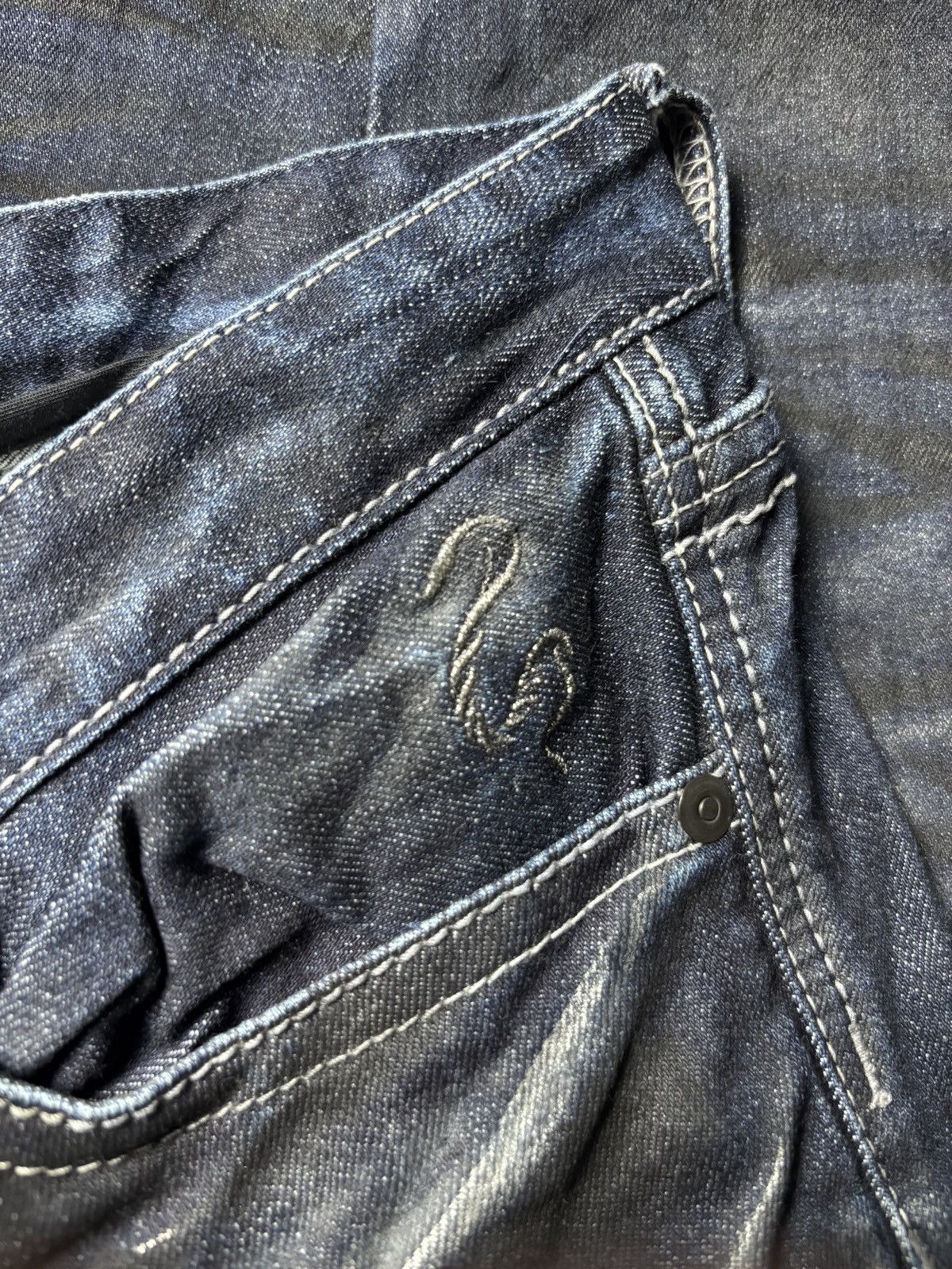 Japanese Brand 2000s Civarize Riders Silver Claw Marks Slim Bootcut Jeans Size US 29 - 7 Thumbnail