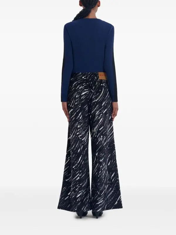 Marni o1w1db11125 Graphic-Print Wide-Leg Trousers in Black Size 30" / US 8 / IT 44 - 4 Thumbnail