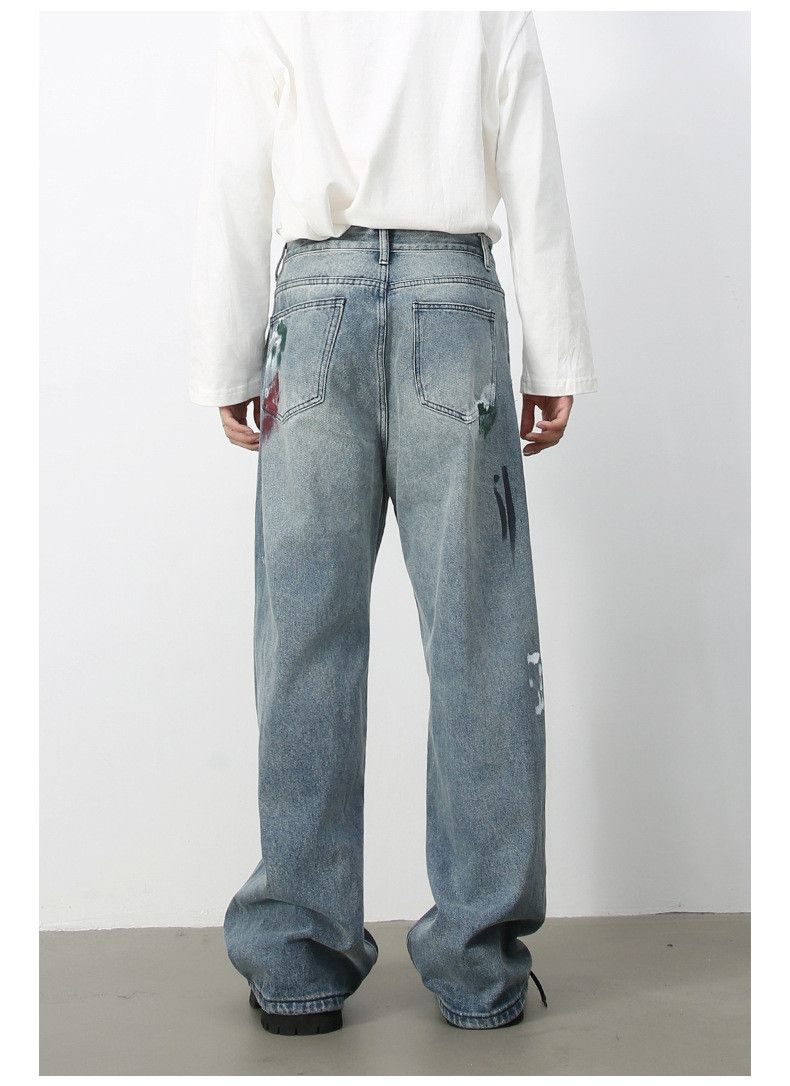 Japanese Brand × Jean American street graffiti design ripped jeans men's loose Size US 32 / EU 48 - 5 Thumbnail