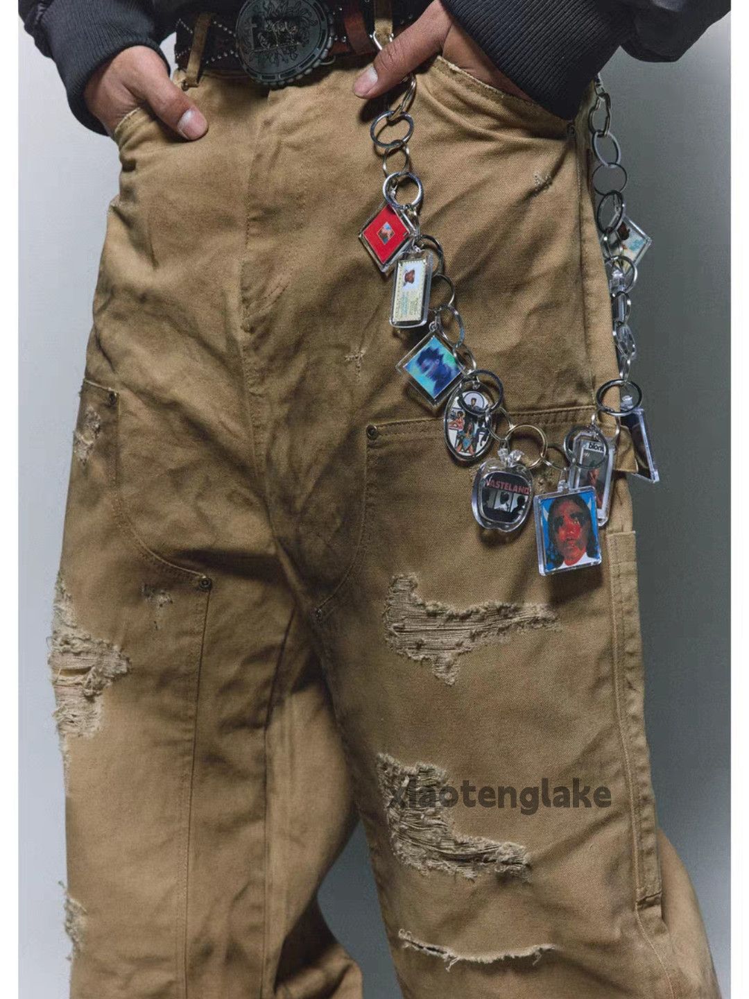 Designer × Vintage washed faded loose baggy ripped stain carpenter pants Size US 36 / EU 52 - 2 Thumbnail