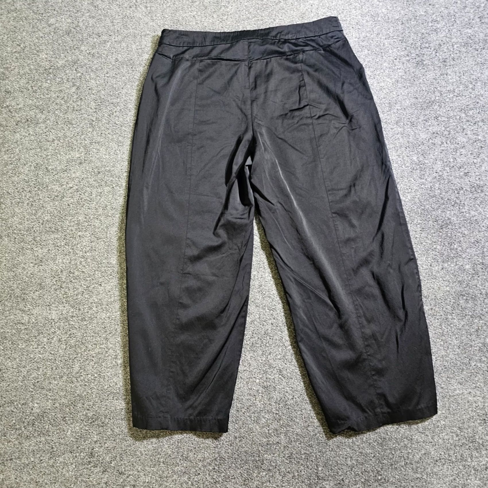 Eileen Fisher Eileen Fisher Pants Womens Large Black Satin Cropped Wide-Leg Mid Rise Cocktail Mens? Wait Size 36" / US 14 / IT 50 - 7 Thumbnail
