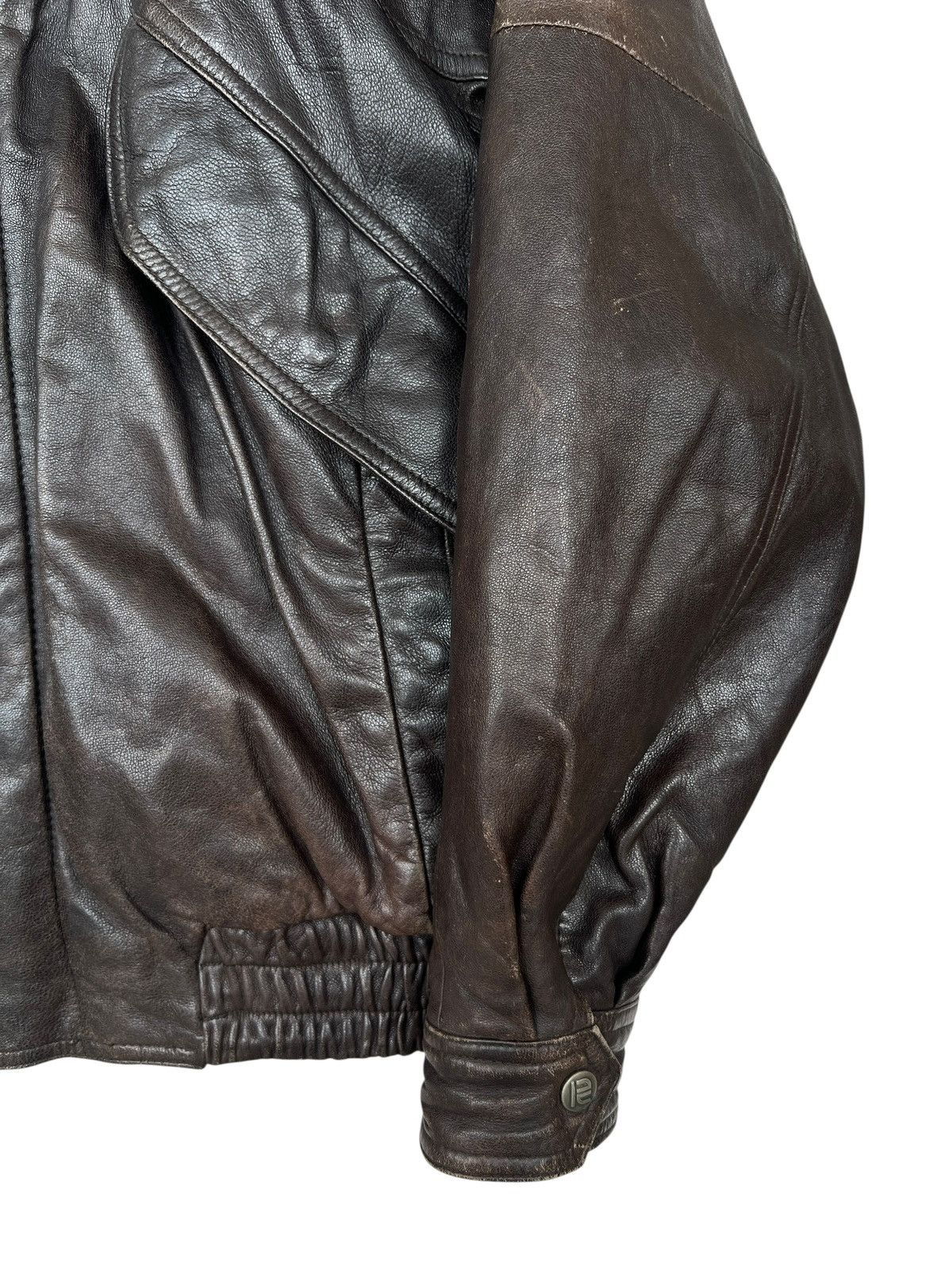 Vintage Vintage 90s Robert Dark Brown Bomber Leather Jacket Size US L / EU 52-54 / 3 - 6 Thumbnail