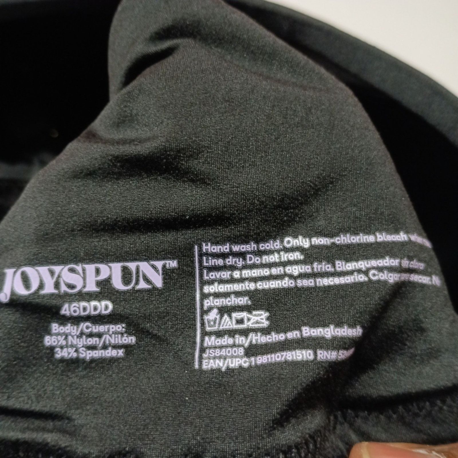 Other Joyspun Wirefree Bra Womens Plus Size 46DDD Black Super Soft Size ONE SIZE - 4 Thumbnail