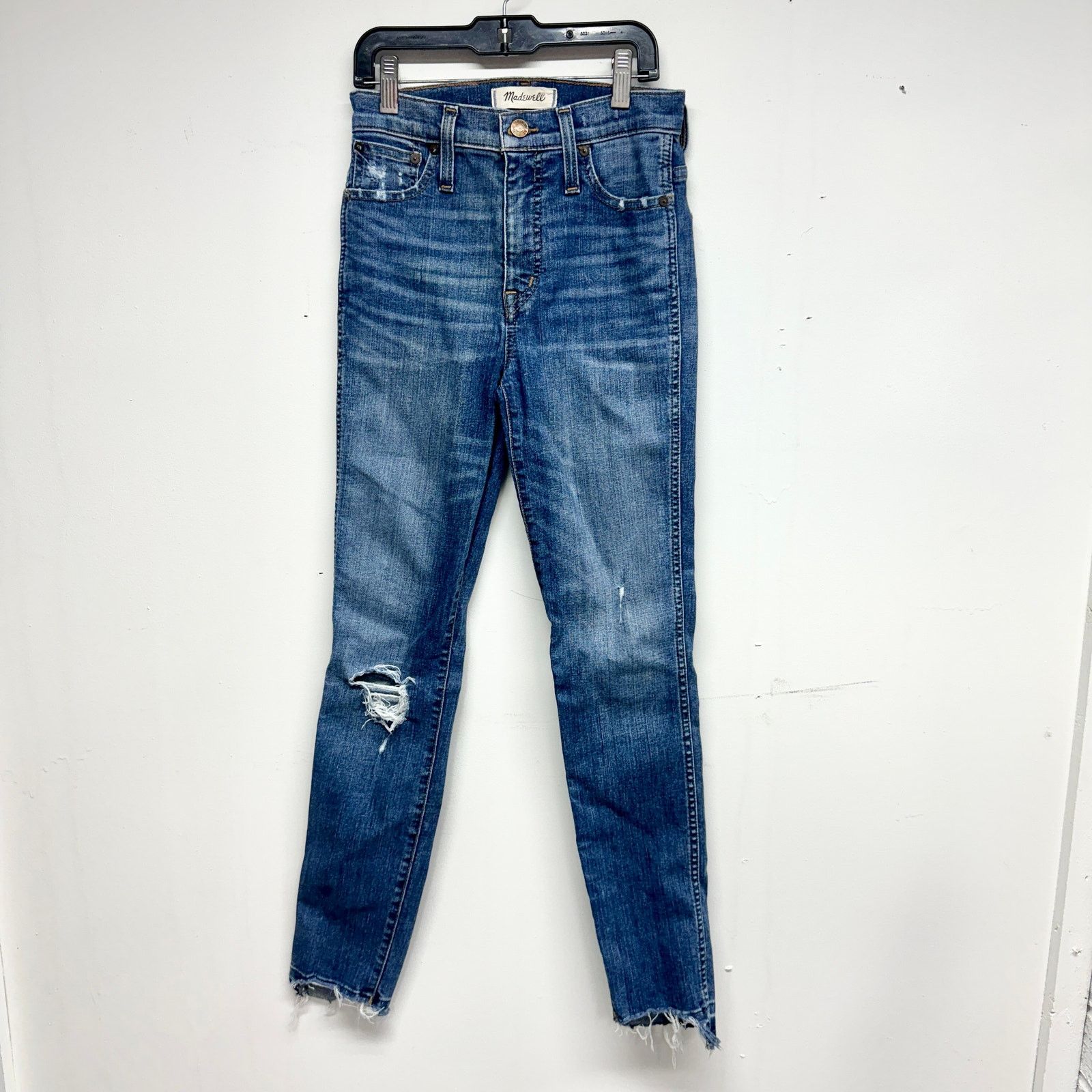 Madewell Madewell 10" High Rise Raw Hem Distressed Skinny Jeans 23 Size 23" - 1 Thumbnail