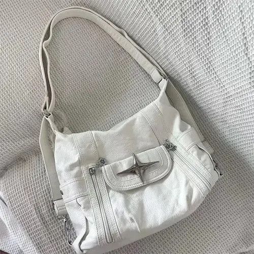 VIBE Solid Messenger Bag PU Leather Cute Star Tote Bag y2k Size ONE SIZE - 3 Thumbnail