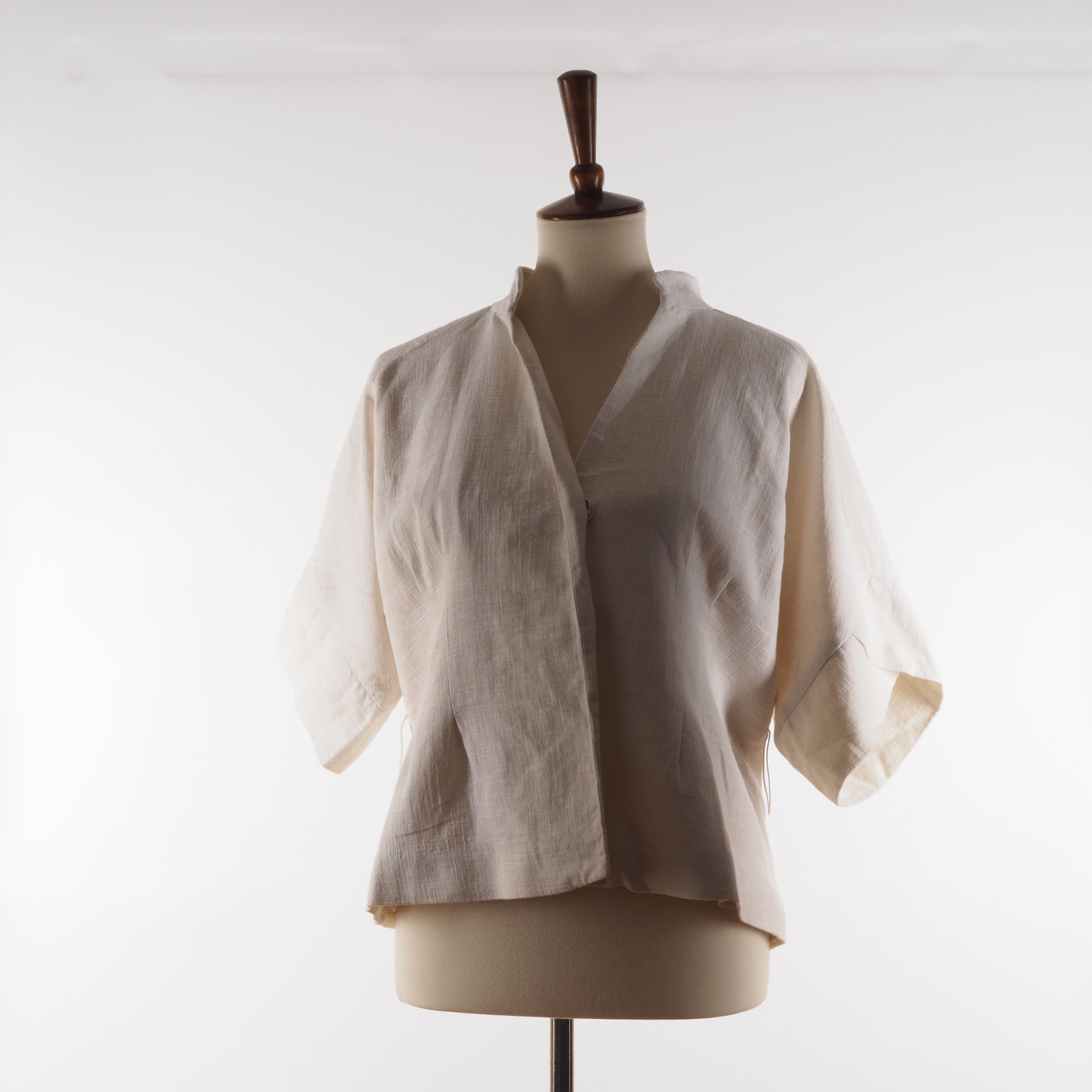 Stella McCartney STELLA MCCARTNEY Vintage Linen Ivory Cape Kimono Jacket Size S / US 4 / IT 40 - 6 Thumbnail