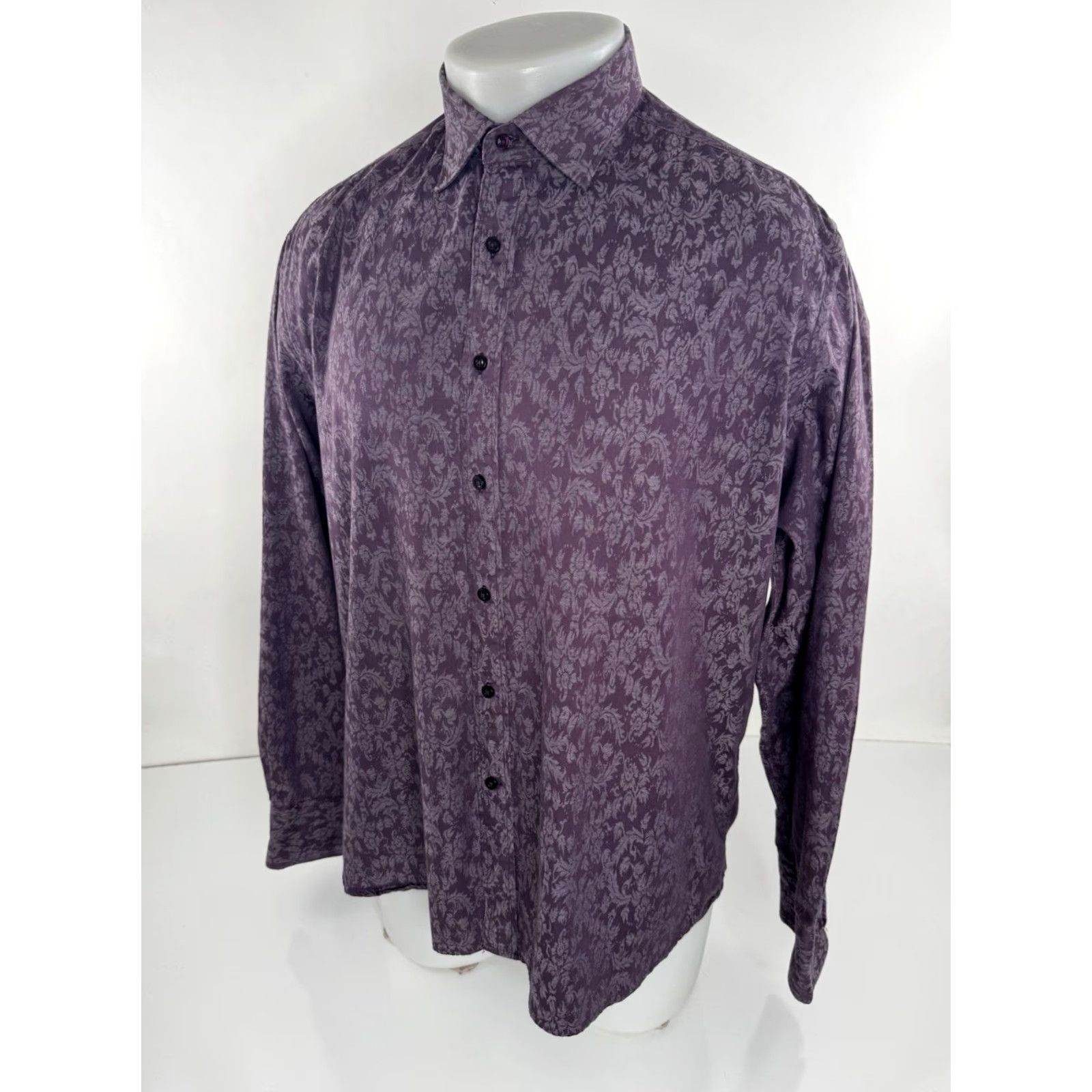 Vintage DAVID SMITH Australia - Paisley Floral Mens XL Flip Cuff Shirt Shirt Mens XL Burgundy Floral Button-Up Long Sleeve Size US XL / EU 56 / 4 - 3 Thumbnail