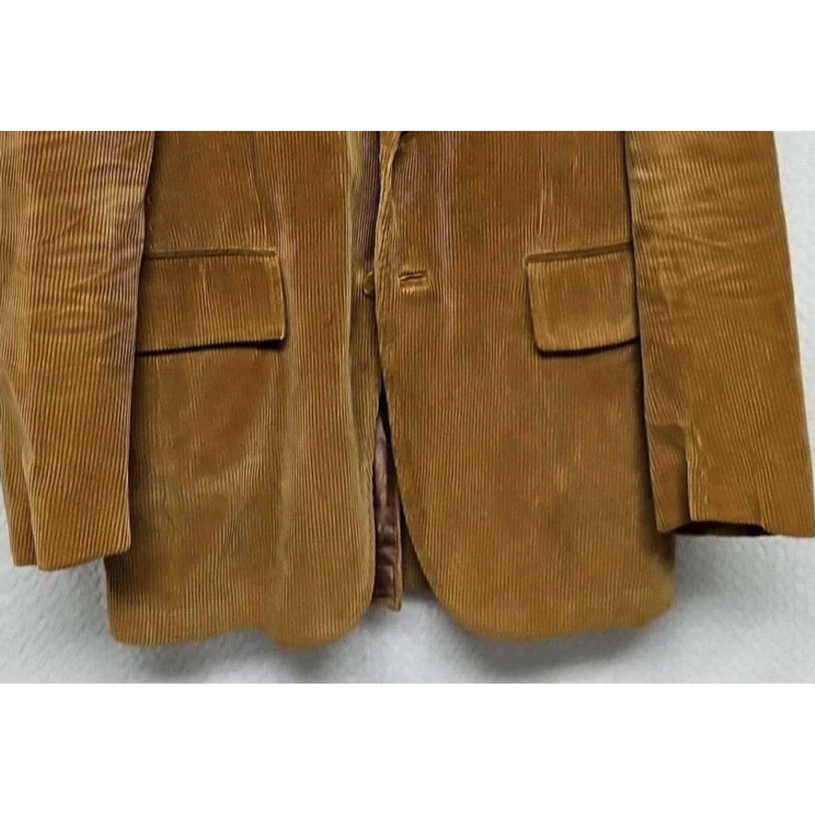 Vintage VINTAGE Europe-craft Corduroy Blazer Men 38 Tan Brown 80s Cardigan? Size 42R - 3 Thumbnail