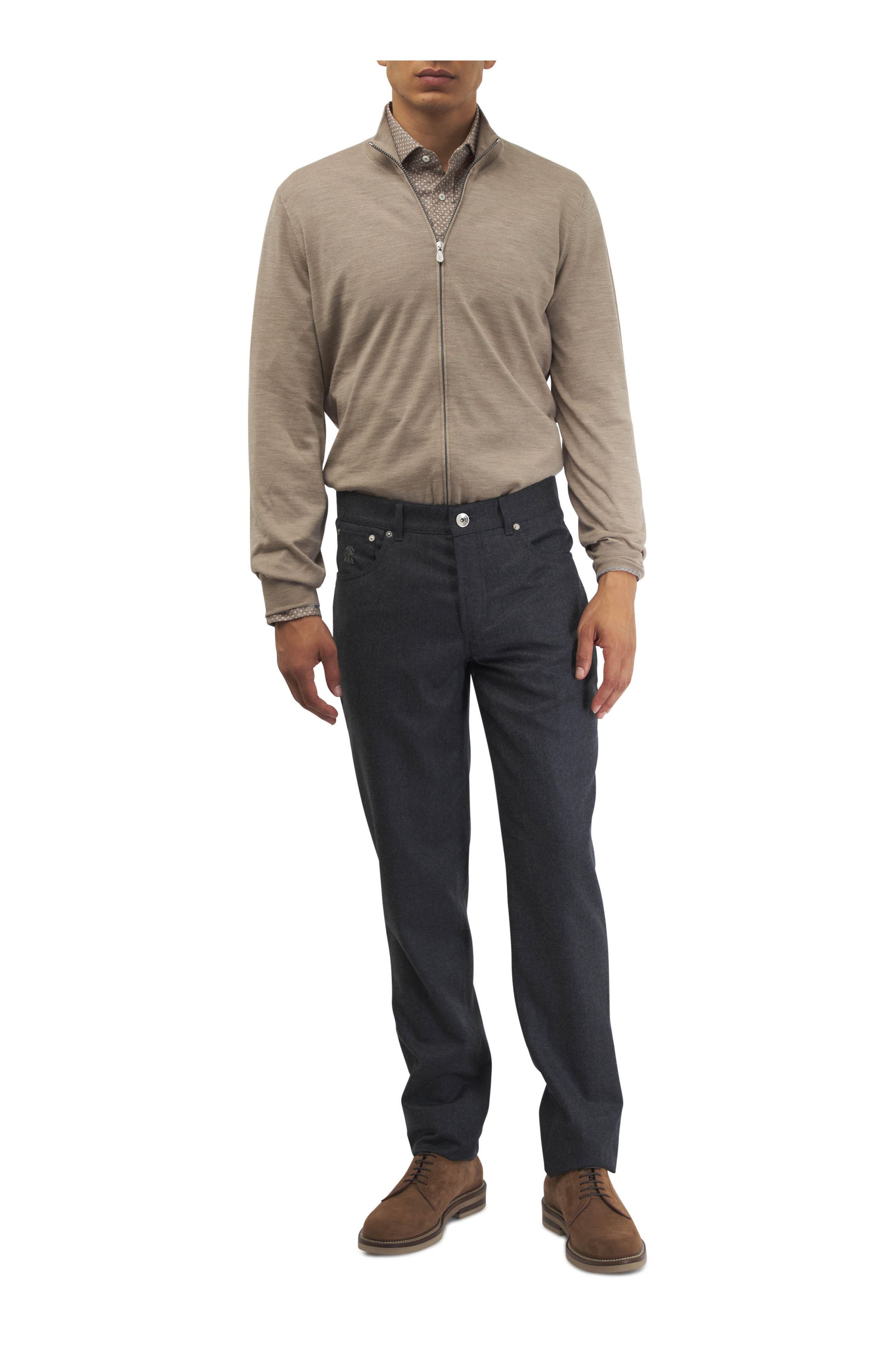 Brunello Cucinelli o1mtch0225 Geometric Print Cotton Sport Shirt in Brown Size US L / EU 52-54 / 3 - 2 Thumbnail