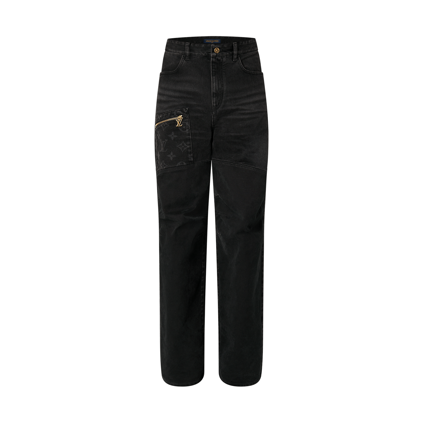 image of Distressed Denim x Louis Vuitton Jeans Monogram Workwear Cargo Lv Logo 1Afacv in Black (Size 30)