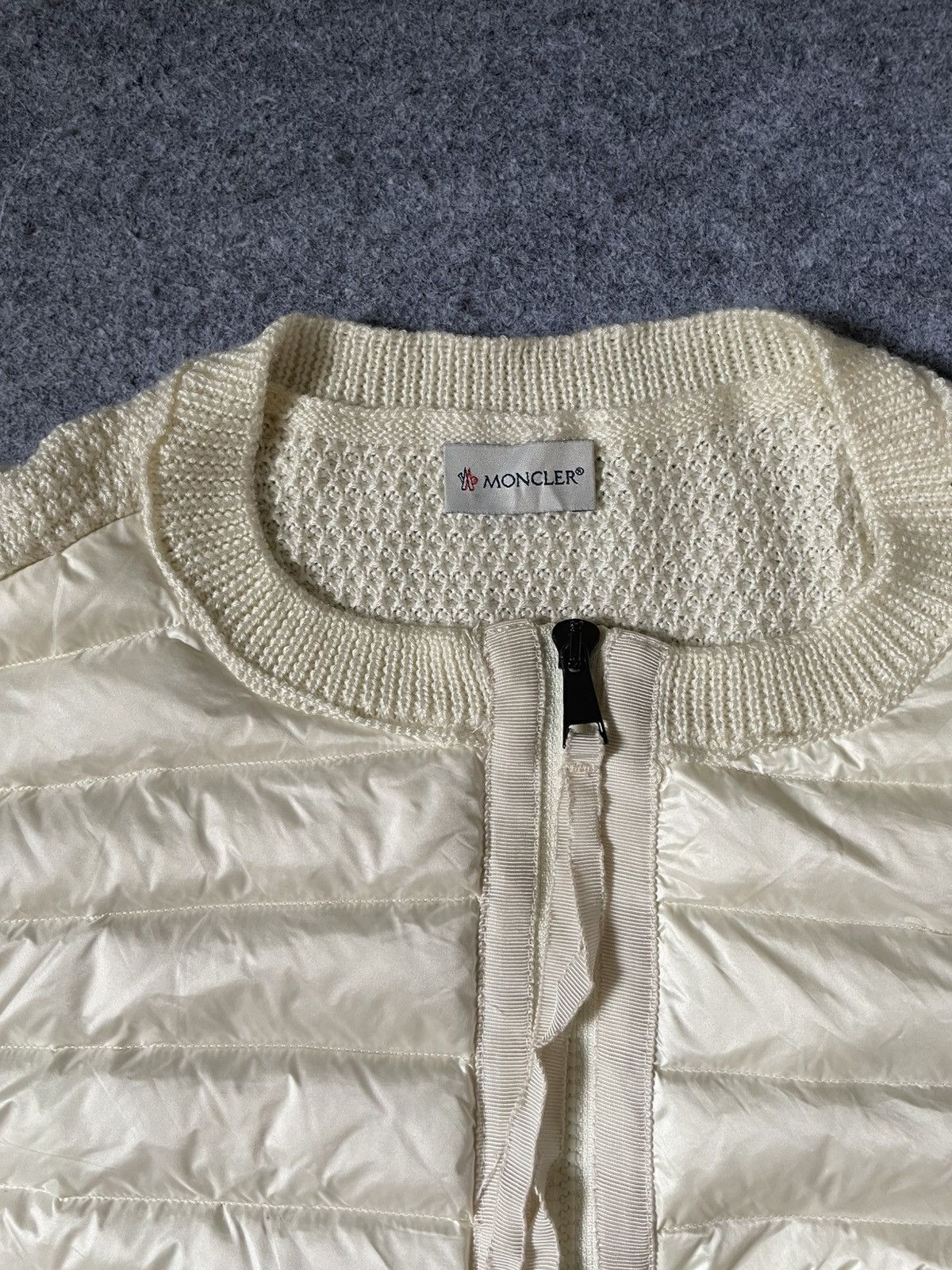 Moncler Moncler White Padded Wool Zip-up Cardigan Size M / US 6-8 / IT 42-44 - 2 Thumbnail