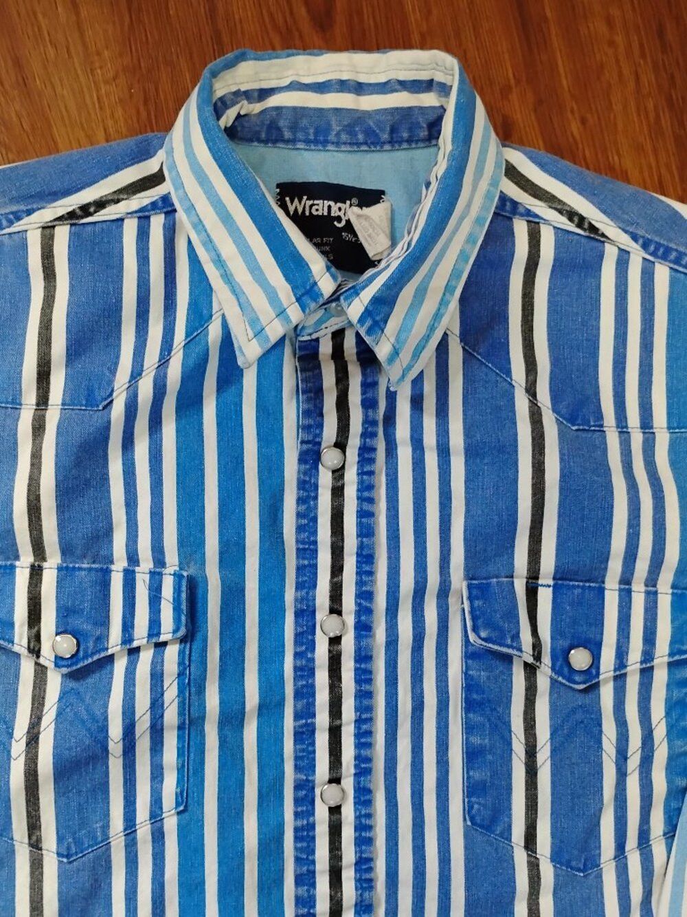 Vintage 90s Wrangler Brushpopper Stripe Western Button Shirt