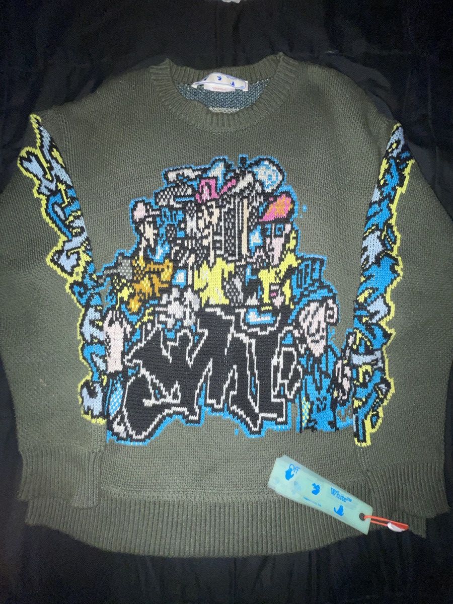 Off-White Off white intarsia-knit sweater Size US L / EU 52-54 / 3 - 1 Thumbnail