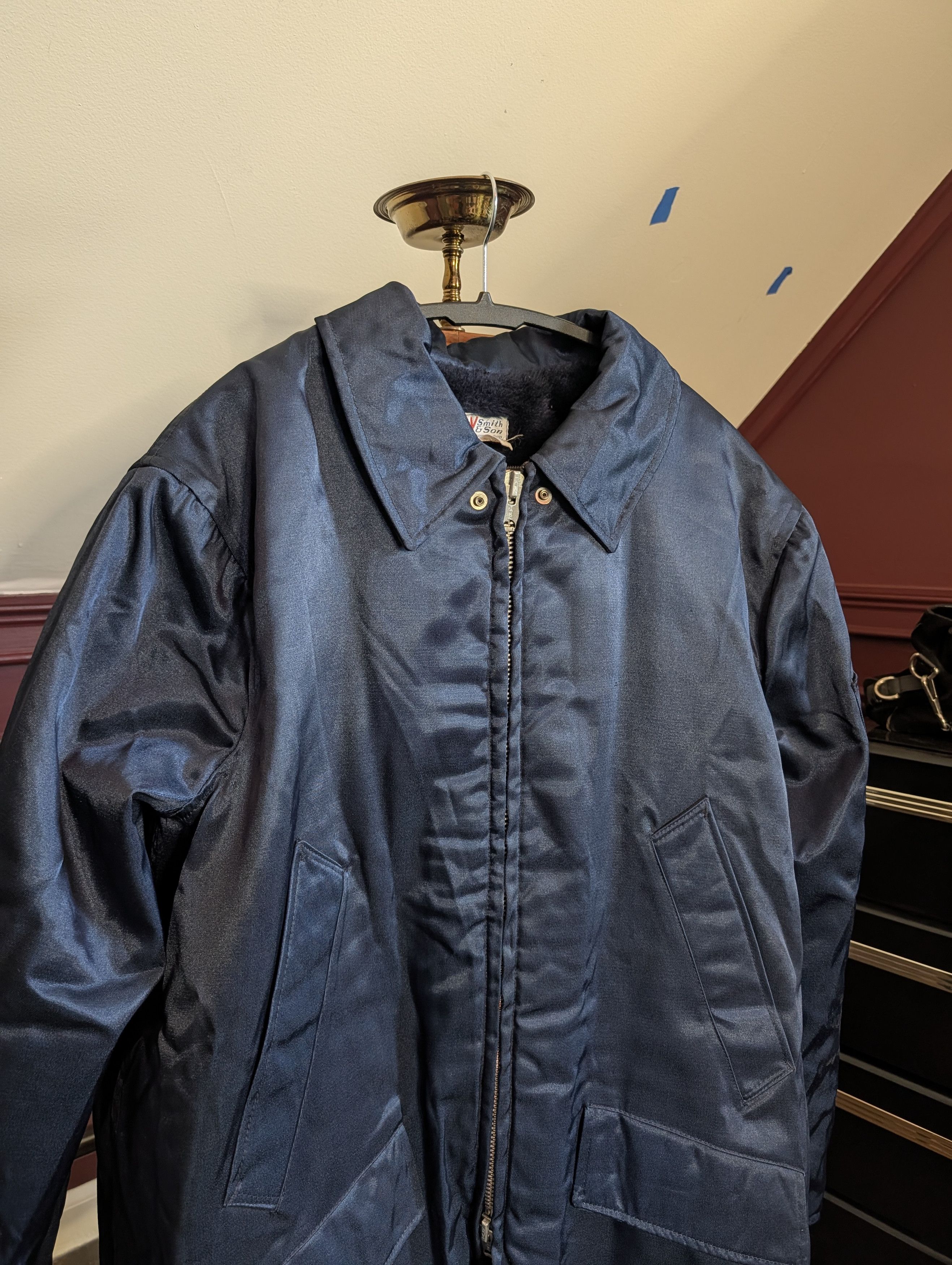 Vintage CALEB V SMITH & SON Faux Fur Lined Navy Parka Vintage Size US L / EU 52-54 / 3 - 2 Thumbnail