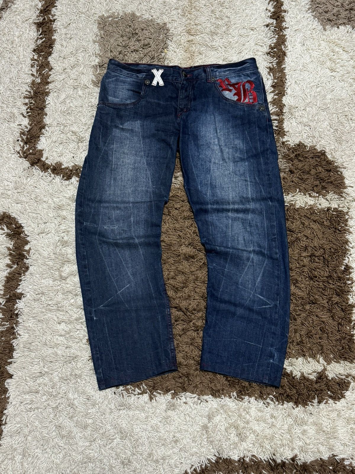 Japanese Brand Vtg Rainbow Washed n Big Dragon Embroide Baggy Jeans Size US 36 / EU 52 - 3 Thumbnail