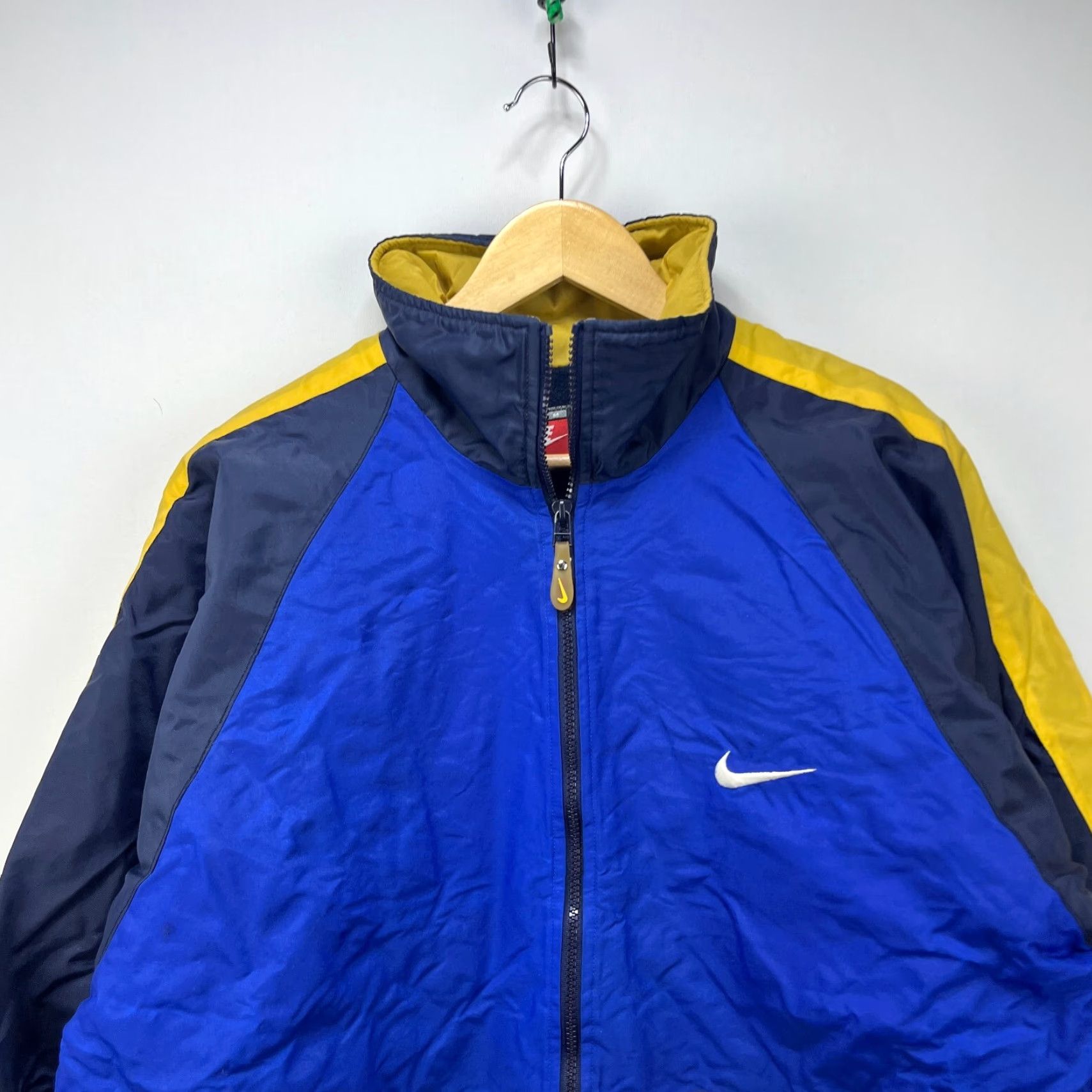 Nike VINTAGE Nike Big Swoosh Jacket Fleece Lined Polyester Blue L Men's Large 90s Puffer Zip Sportswear Size US L / EU 52-54 / 3 - 5 Thumbnail