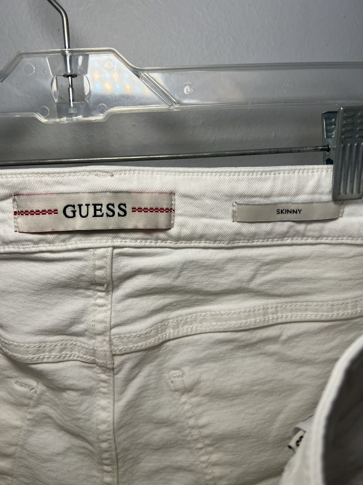 Guess Vintage Guess Jean USA patched distressed white skinny jeans Size US 33 - 3 Thumbnail