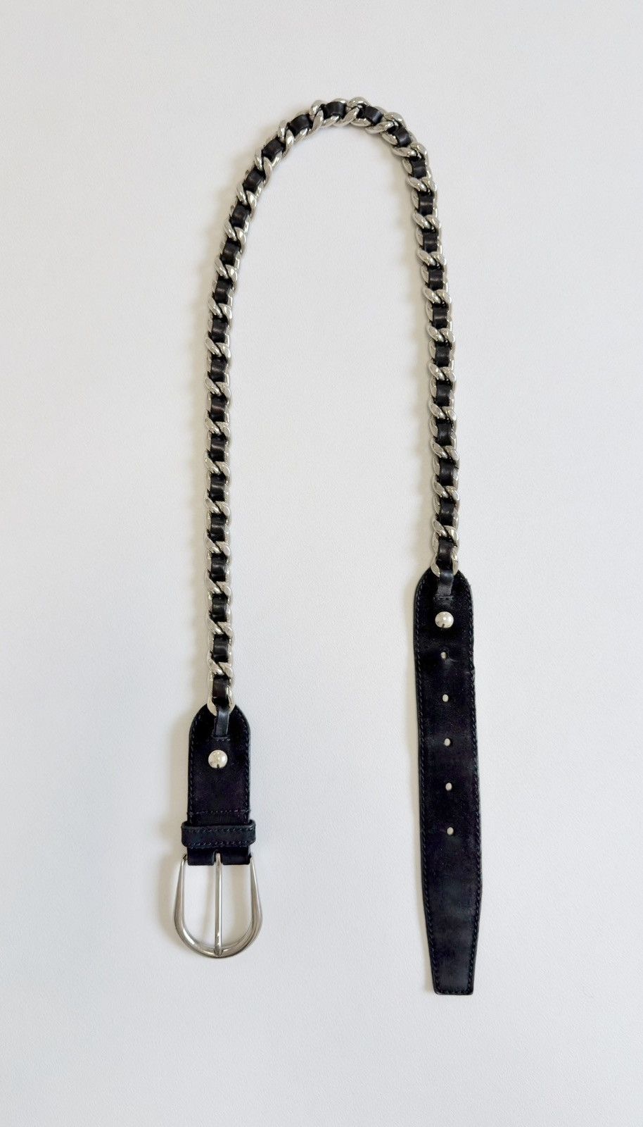 Miu Miu Early 2000s Black Suede Metal Chain Belt Size ONE SIZE - 14 Thumbnail