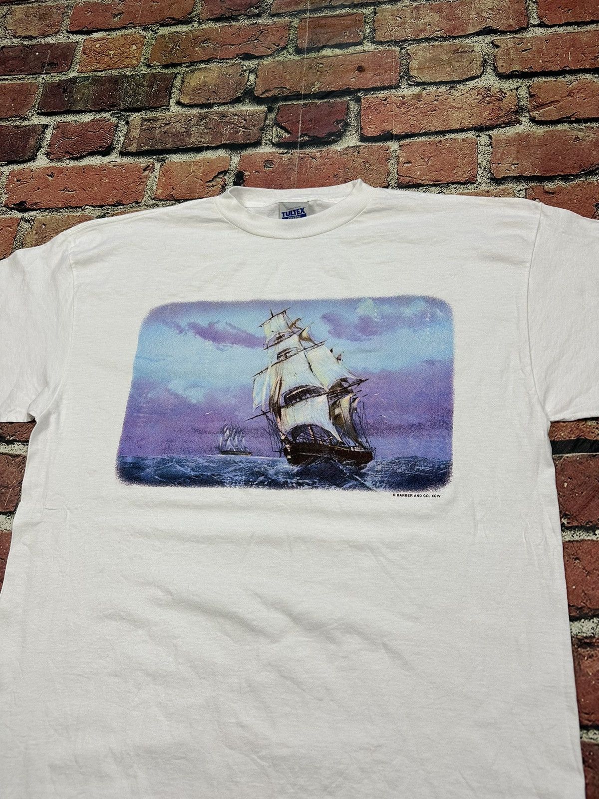 Tultex × Vintage Vintage 90s Mayflower Ship Plymouth Voyage Tee Single Stitch Size US XL / EU 56 / 4 - 2 Thumbnail