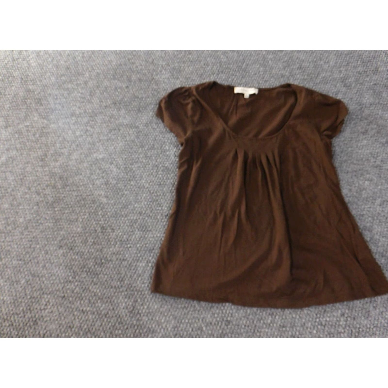 Jones New York Jones New York Blouse Shirt Short Sleeve Round Neck Cotton Stretch Brown S Regular Womens Cap Sleeve Pullover Casual Basic Vintage No Size S / US 4 / IT 40 - 3 Thumbnail