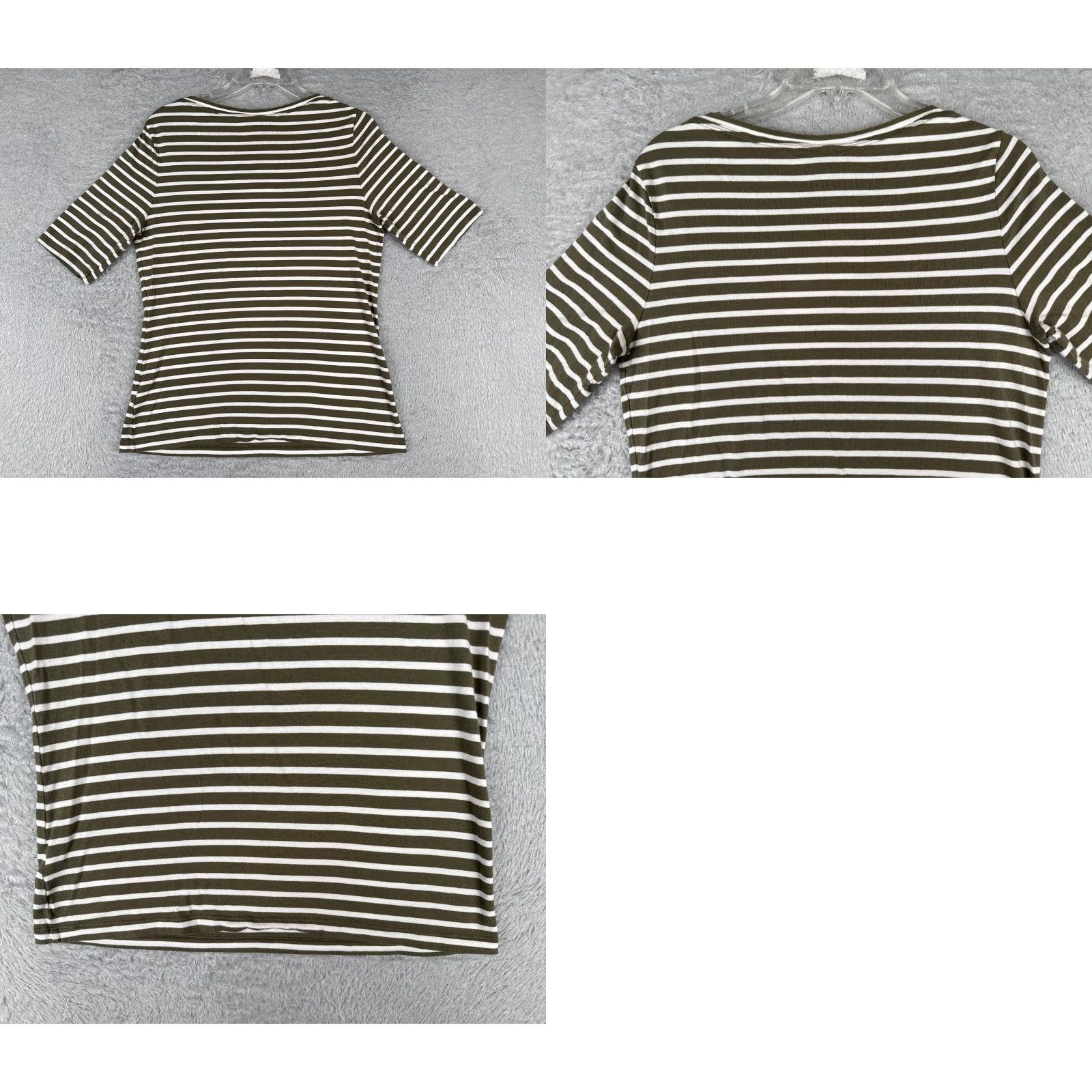 Tommy Hilfiger VINTAGE Tommy Hilfiger Shirt Women Large Green White Stripe Boat Neck Cotton Blend Size L / US 10 / IT 46 - 9 Thumbnail
