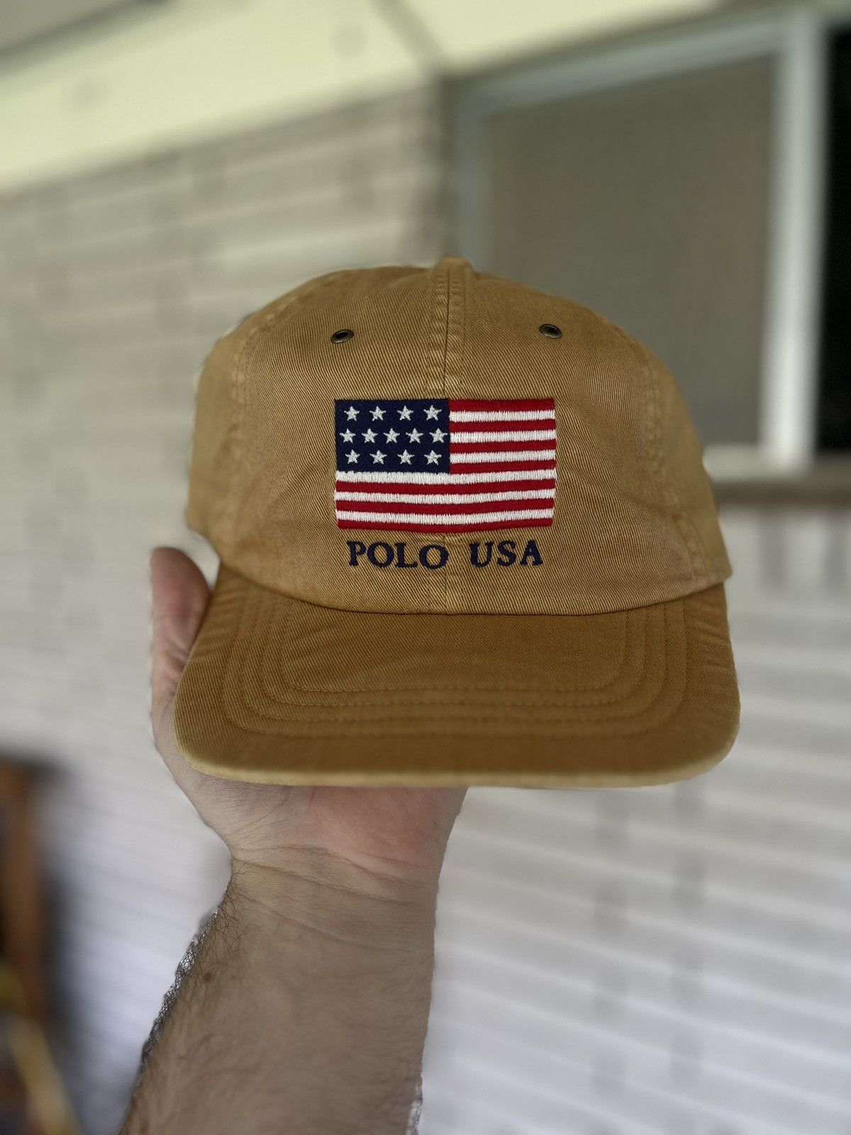 Polo Ralph Lauren Vintage Beige USA 🇺🇸 Polo Ralph Lauren Promo Strap-back Hat Size ONE SIZE - 1 Thumbnail