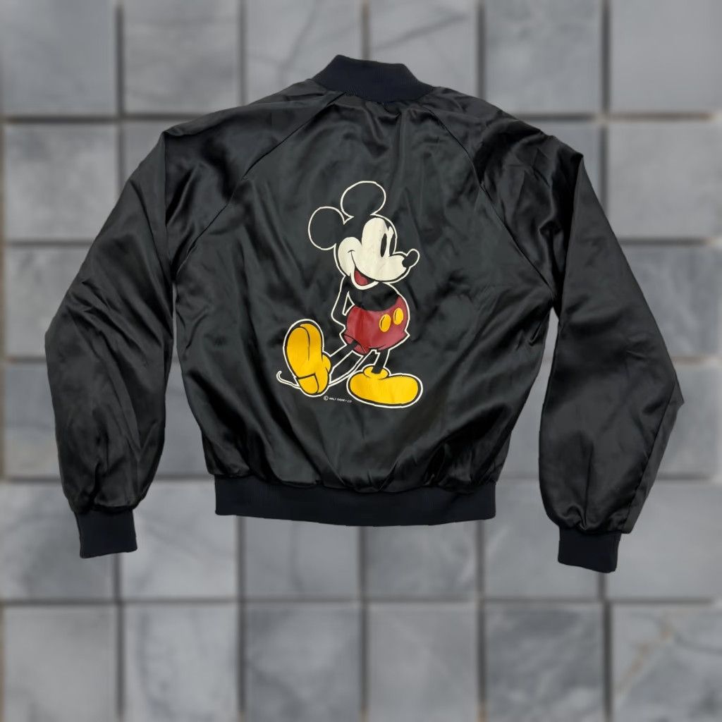 Chalk Line VINTAGE Chalk Line Mickey Mouse Disney Jacket Mens Small Black Satin Bomber Jacket Size US S / EU 44-46 / 1 - 1 Thumbnail