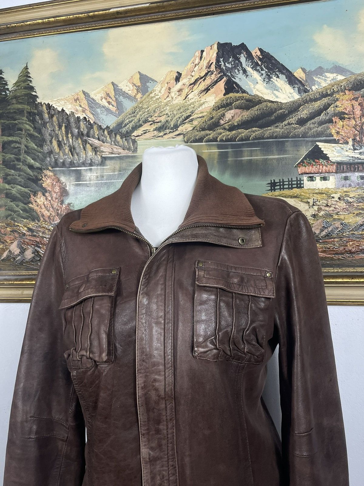 Vintage Washed Brown Retro 90s Genuine Real Leater Bomber Punk Rock Size M / US 6-8 / IT 42-44 - 6 Thumbnail