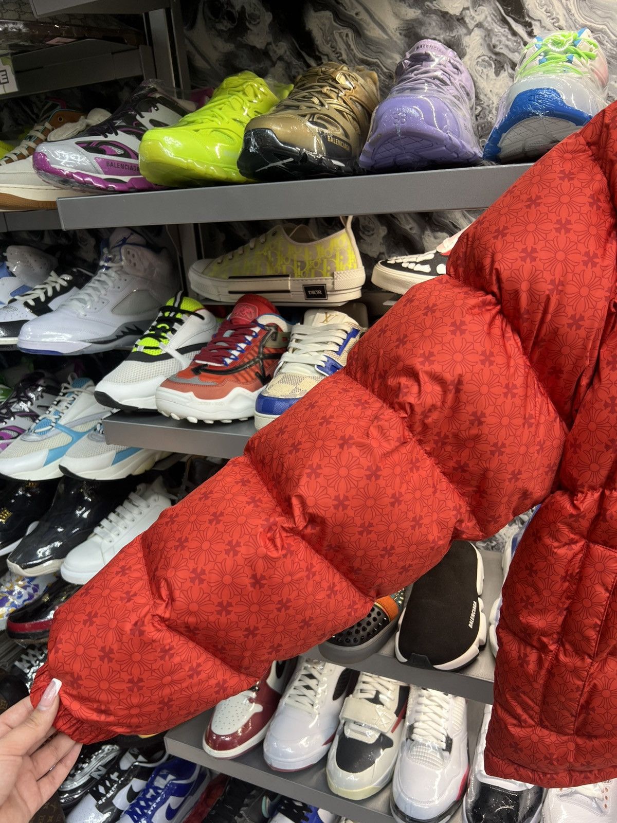 Chrome Hearts Chrome Hearts Red Monogram Cross Pattern Puffer Down Jacket Size US XL / EU 56 / 4 - 4 Thumbnail