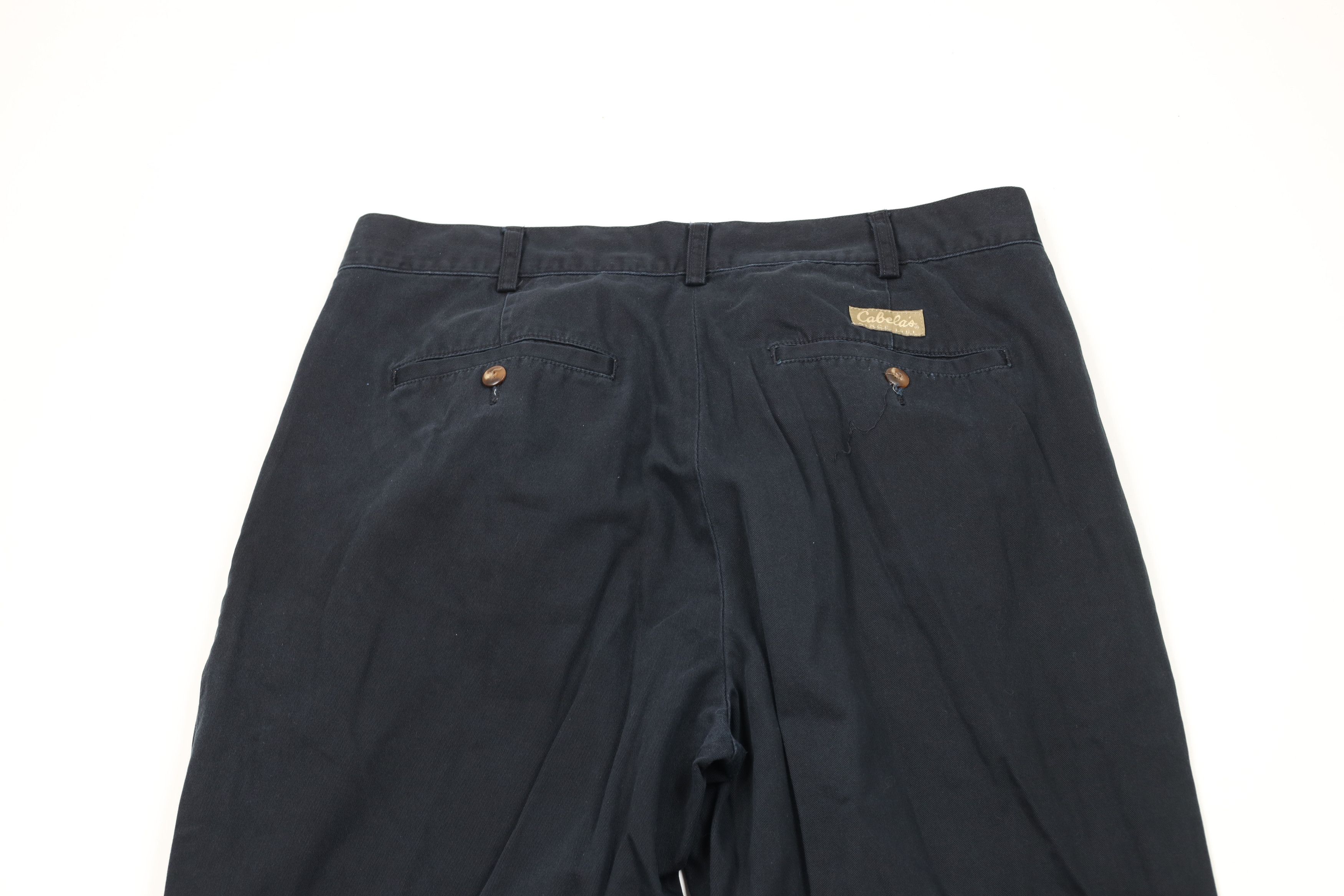 Cabelas × Vintage Vintage Cabelas Pleated Cuffed Straight Leg Chino Pants Navy Size US 36 / EU 52 - 11 Thumbnail