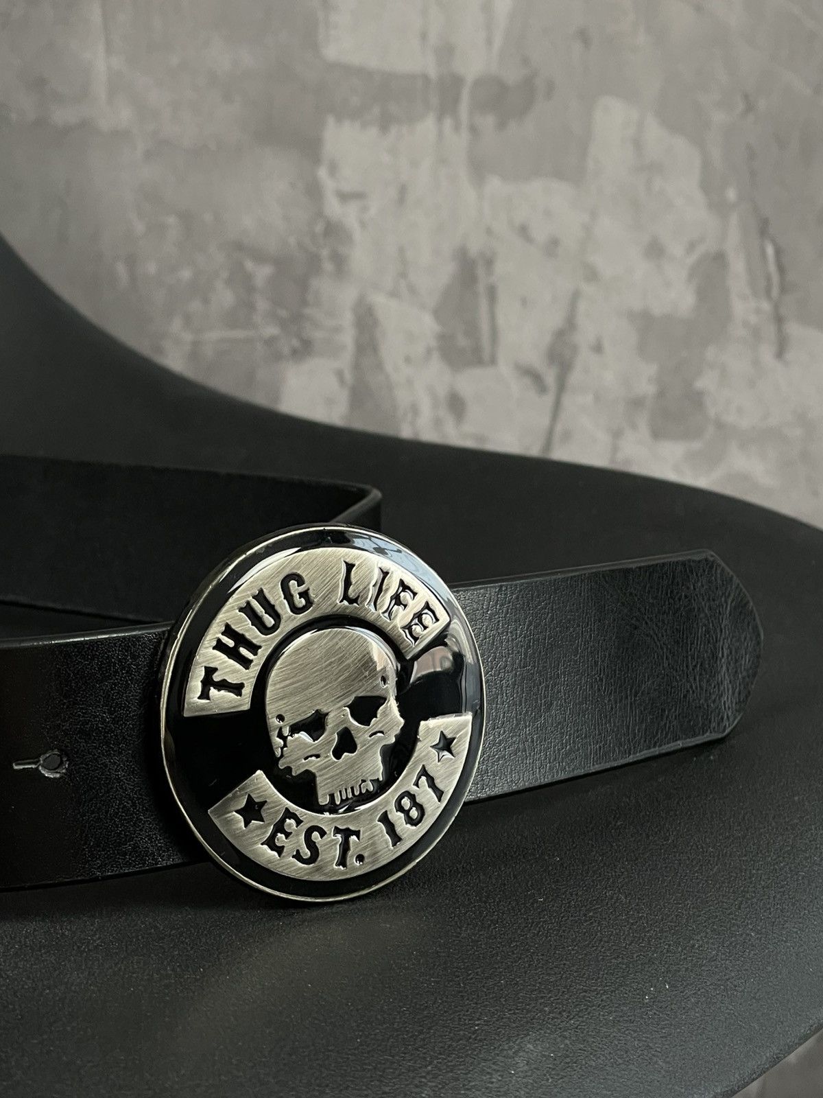 Hysteric Glamour Y2K Big Metal Buckle “Thug Life” Streetwear Black Belt Size ONE SIZE - 5 Thumbnail