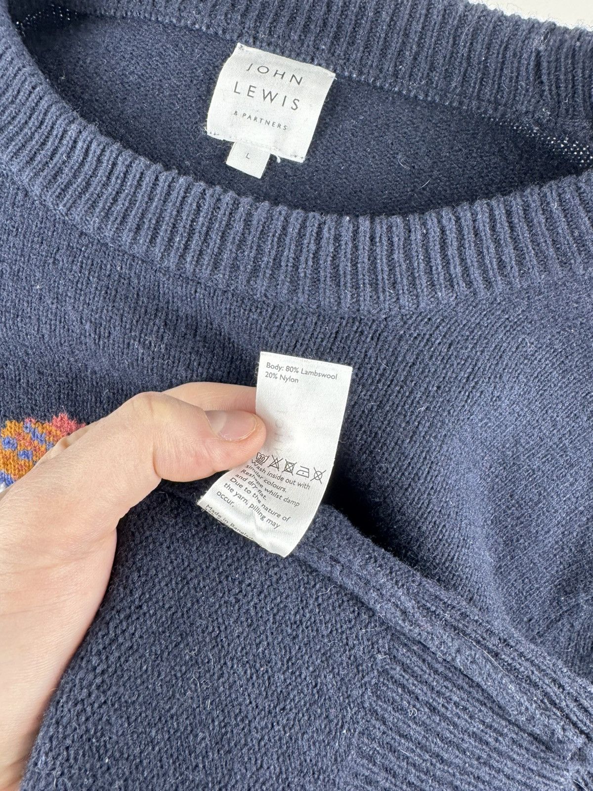 Designer Men’s John Lewis Wool Sweater Crew Neck Jumper size L Size US L / EU 52-54 / 3 - 6 Thumbnail