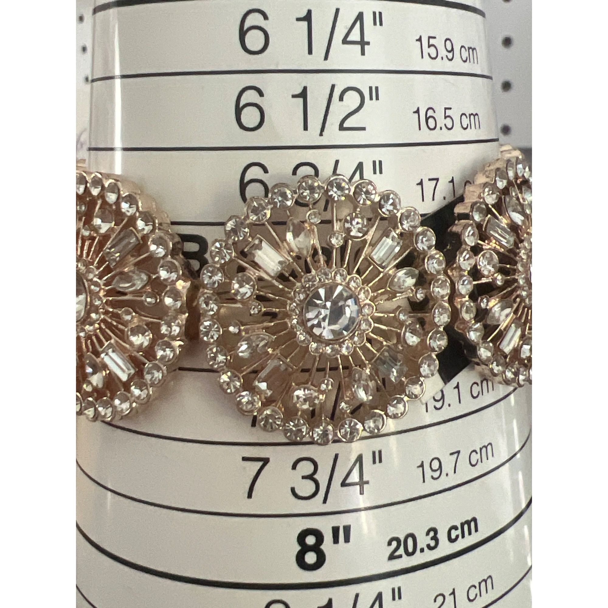 I.N.C INC Rose Gold Crystal Circle Stretch Bracelet 1" Wide Sunbur Size ONE SIZE - 6 Thumbnail