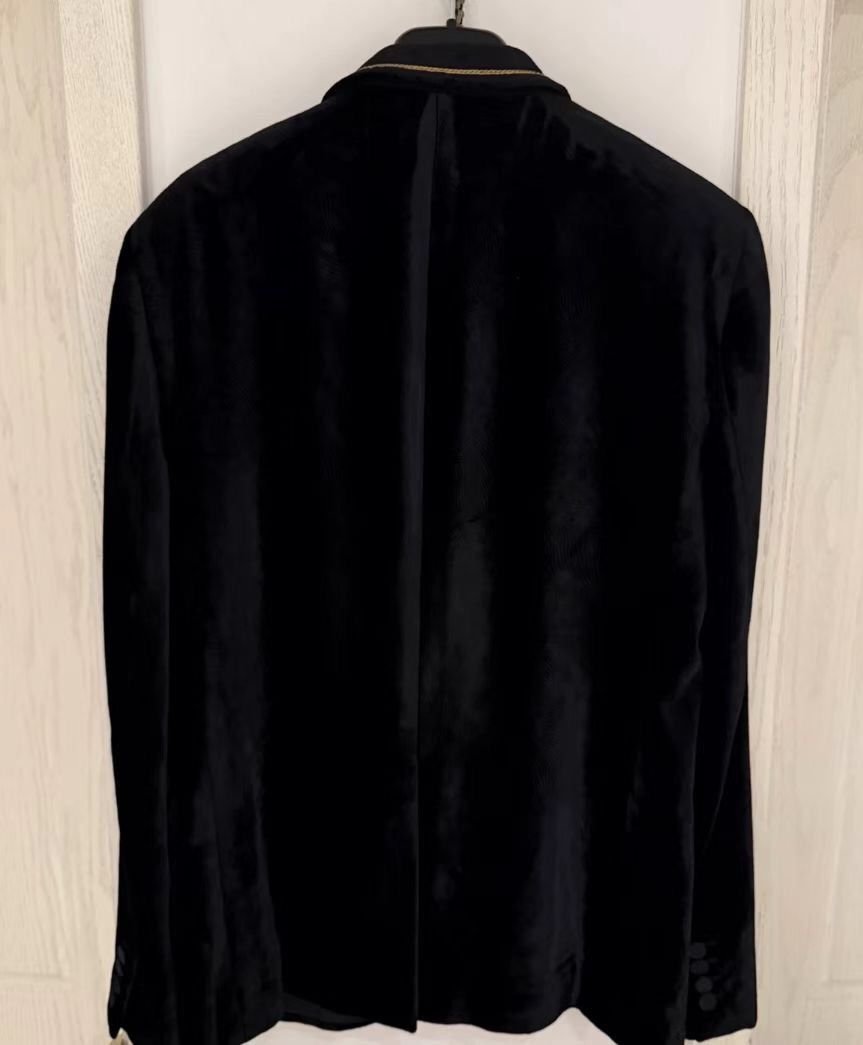 Saint Laurent Paris × Yves Saint Laurent Saint Laurent YSL black velvet gold border sui2412-Nextarrow Size 52R - 5 Thumbnail
