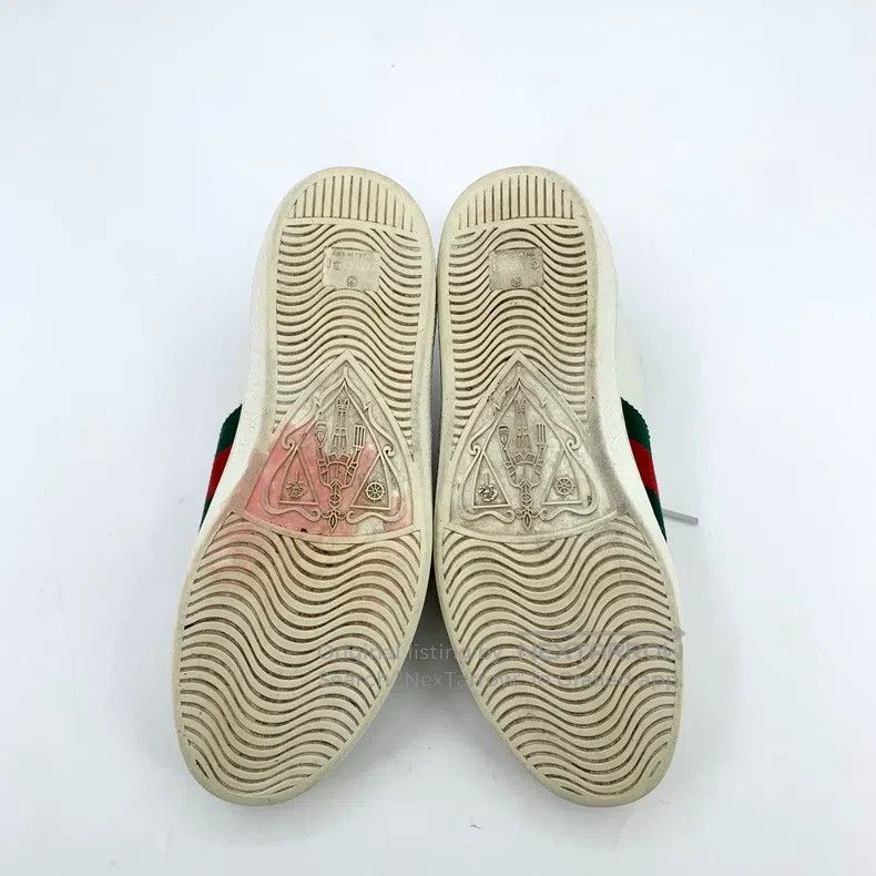 Gucci White striped webbing lacing casual flat board shoes
