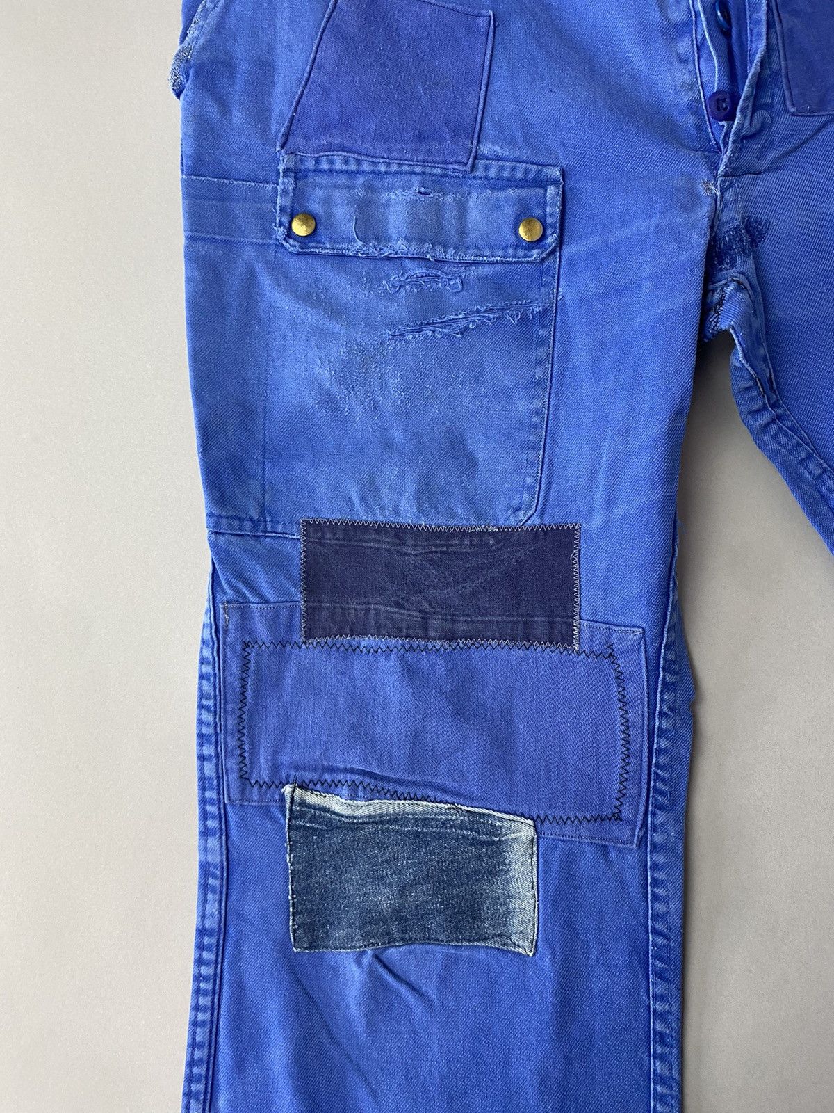 Japanese Brand × Le Laboureur × Vintage Vintage Blue Patched Workwear Trousers – 100% Cotton Size US 32 / EU 48 - 3 Thumbnail