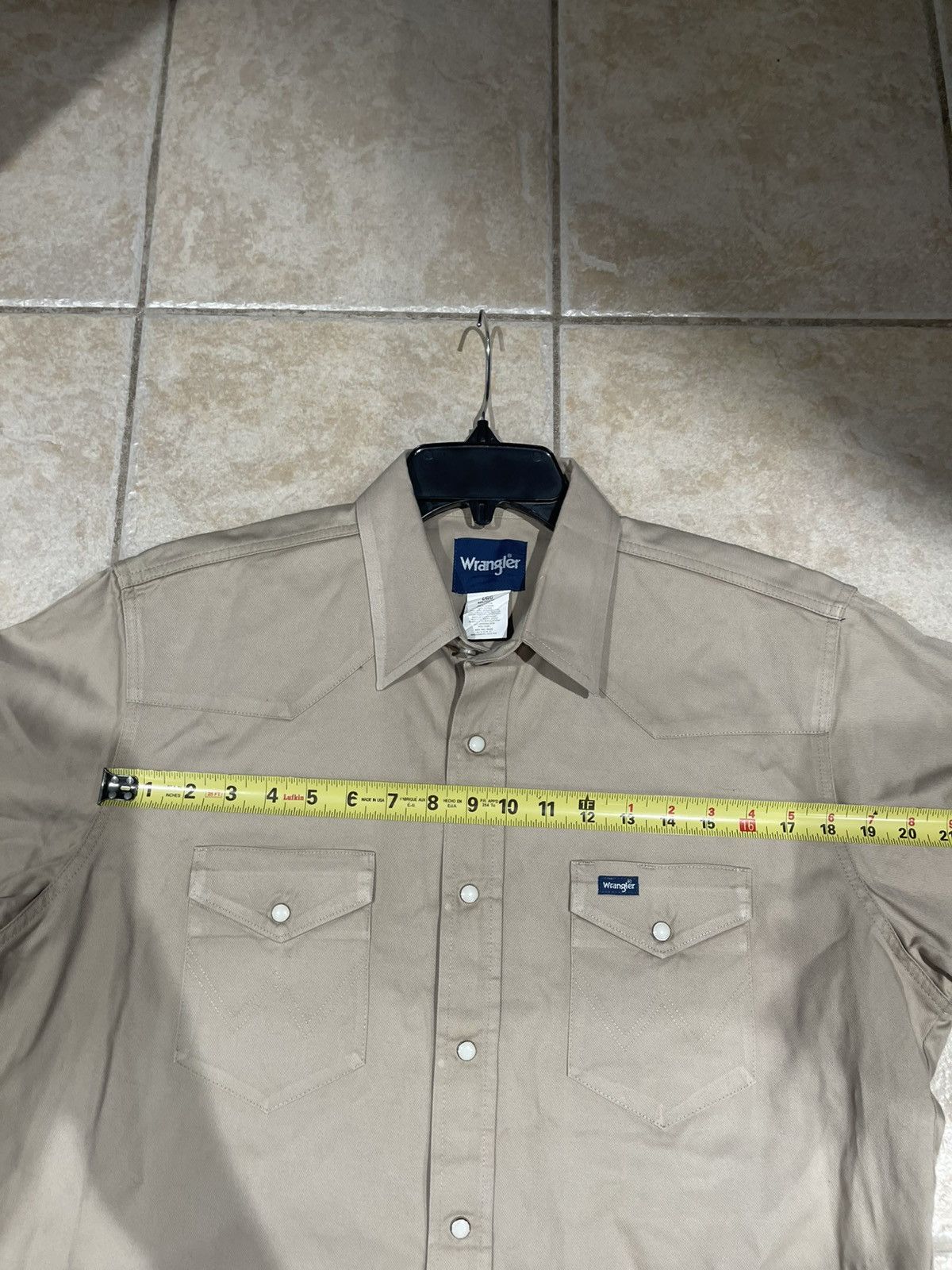 Wrangler Men’s Vintage VTG Wrangler Pearl Snap Button Tan Shirt Size US L / EU 52-54 / 3 - 6 Thumbnail