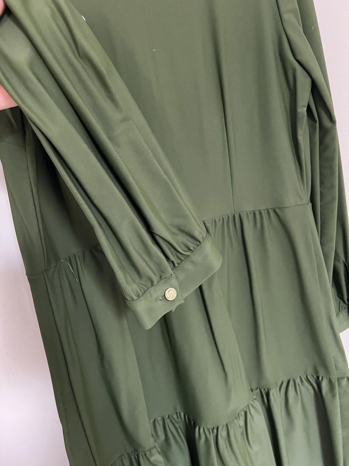 Other Jude Connally Olive Green Tiered Shirt Dress - Made in USA Size M / US 6-8 / IT 42-44 - 6 Thumbnail