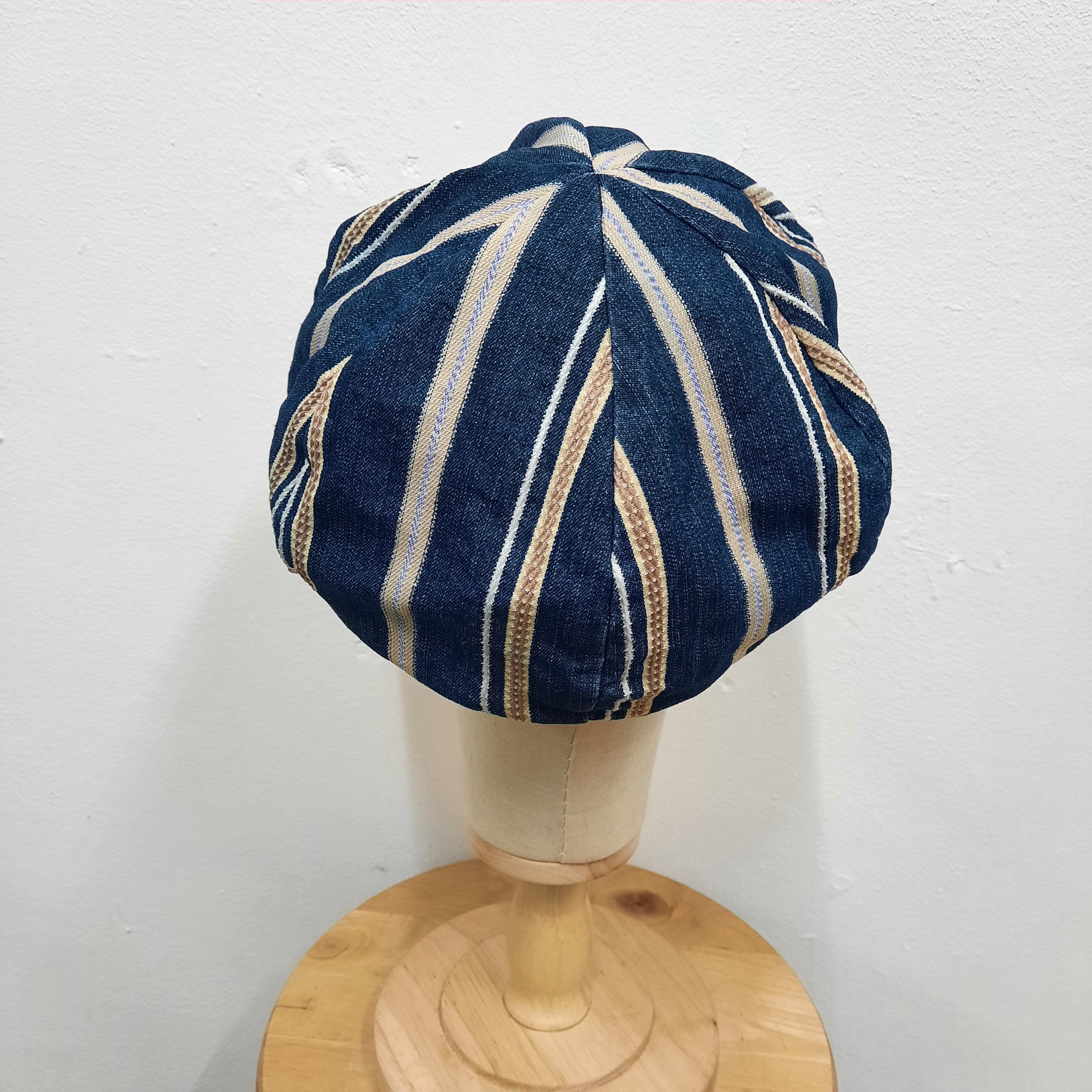 Japanese Brand ⚒️ Japanese brand grace stripes denim sun faded newsboy cap Size ONE SIZE - 3 Thumbnail